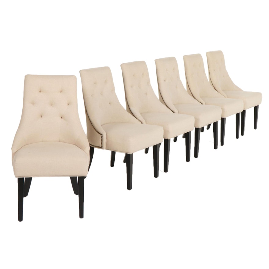 Six Contemporary World Market Upholstered Dining Chairs