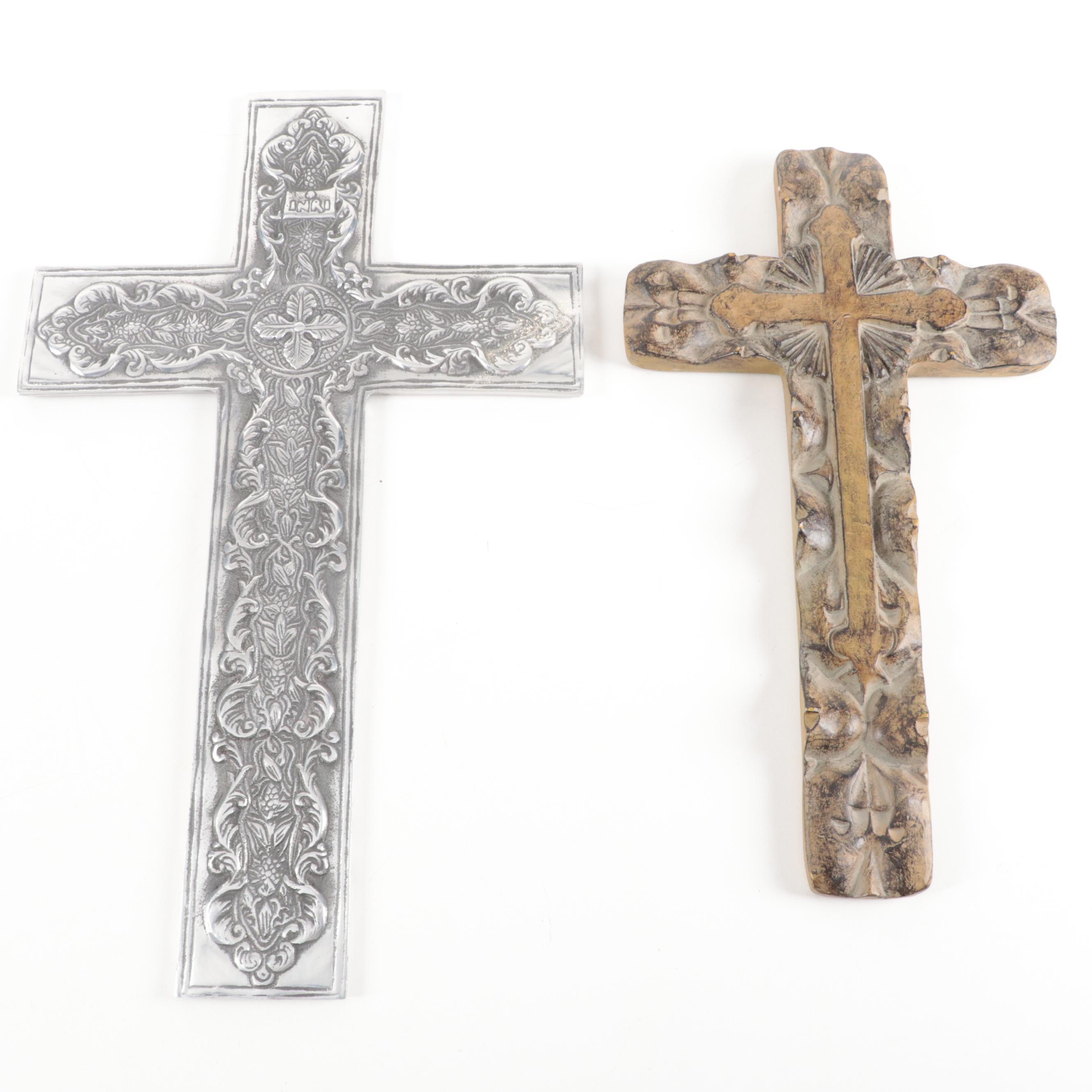 Cast Composite and Metal Decorative Wall Crosses