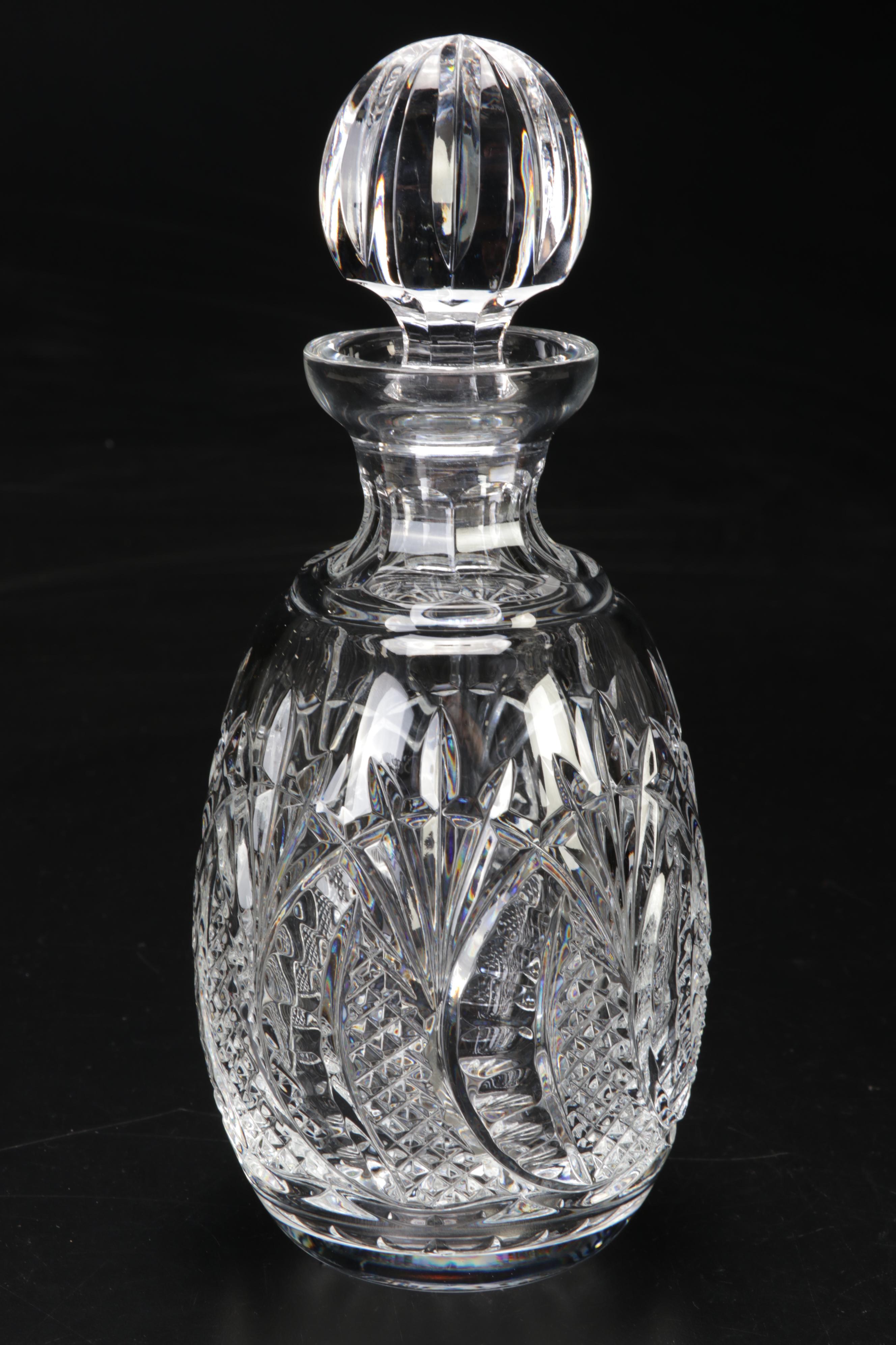 Waterford Crystal "Seahorse" Decanter and Bohemian Cut to Clear Karlas Bowl