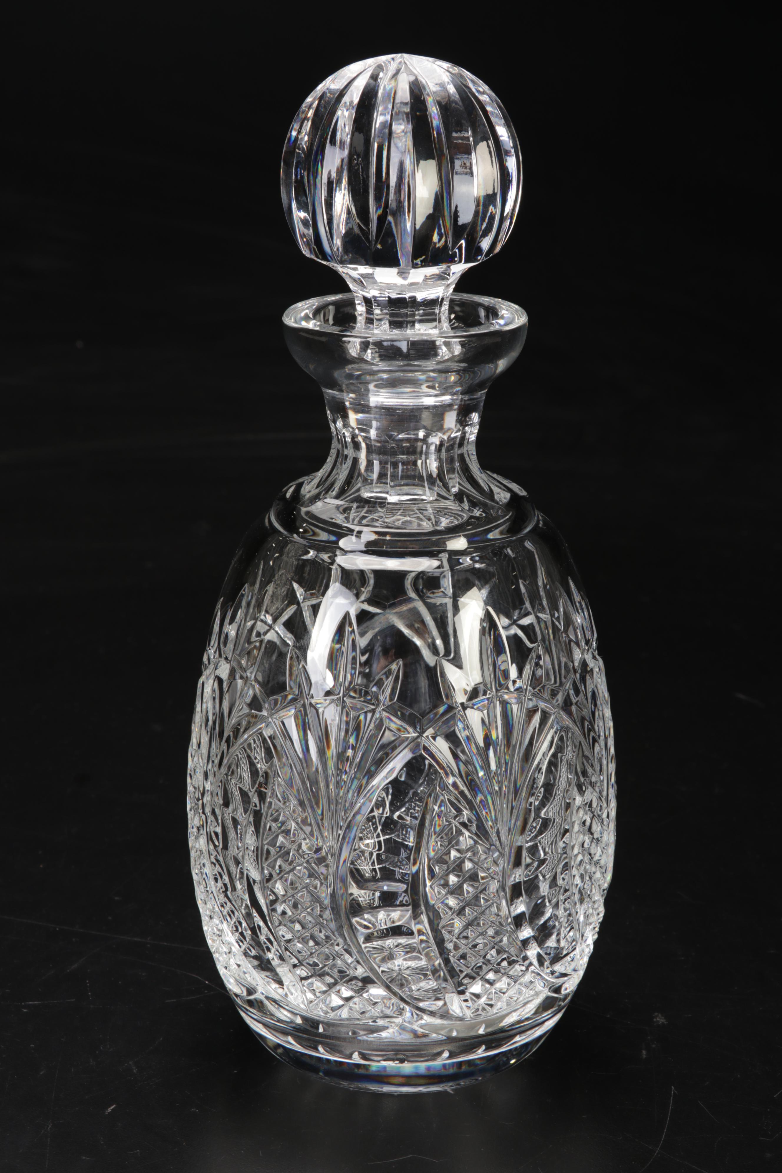 Waterford Crystal "Seahorse" Decanter and Bohemian Cut to Clear Karlas Bowl