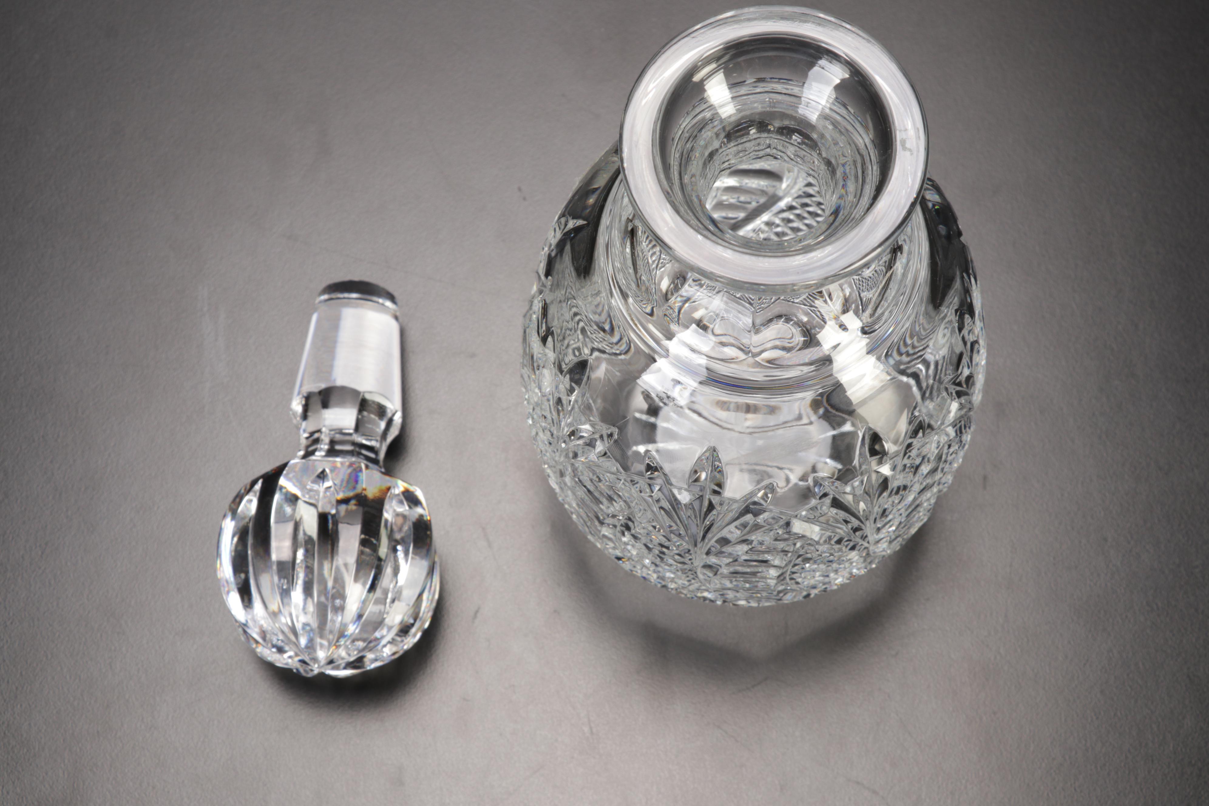 Waterford Crystal "Seahorse" Decanter and Bohemian Cut to Clear Karlas Bowl