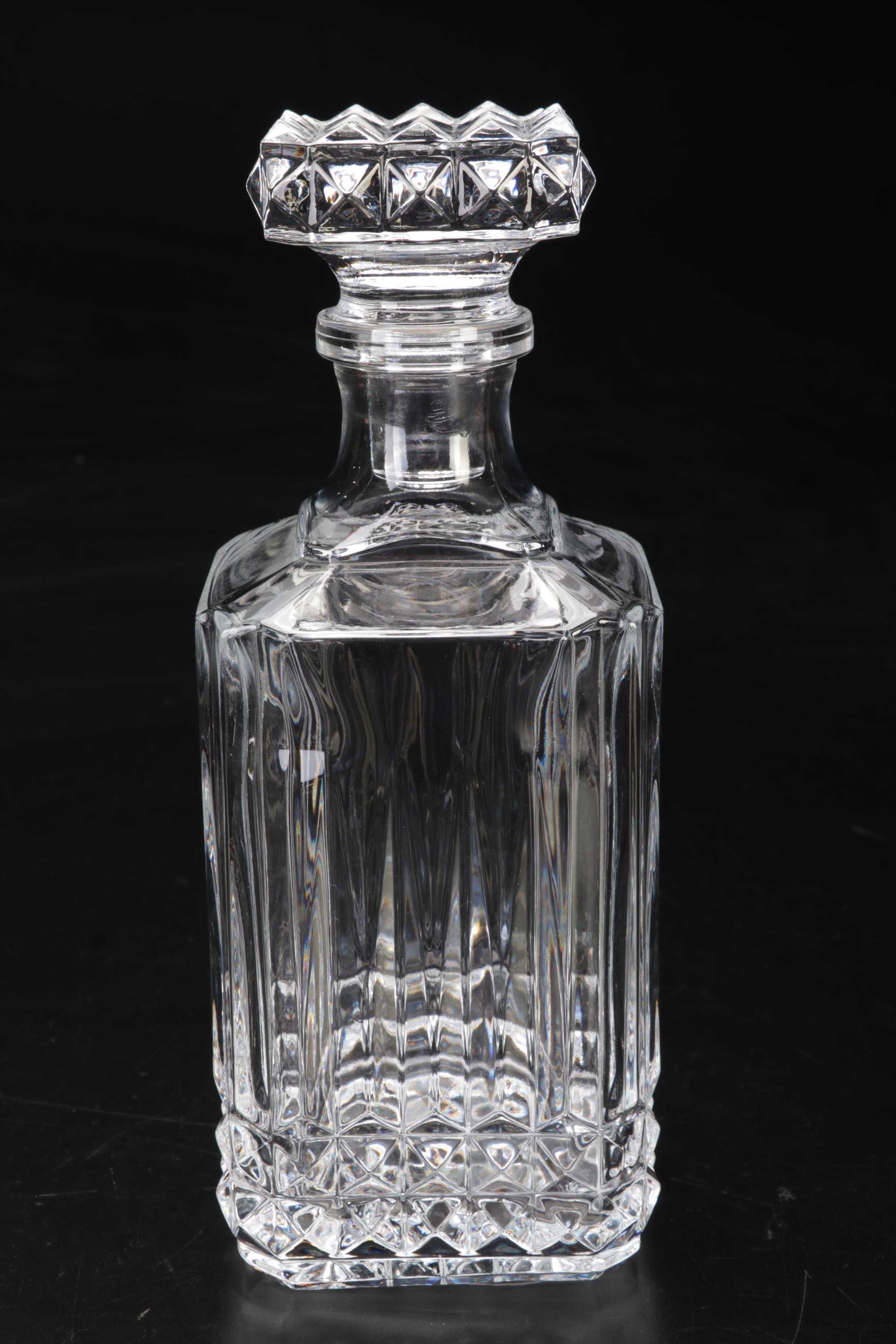 Waterford Crystal "Seahorse" Decanter and Bohemian Cut to Clear Karlas Bowl