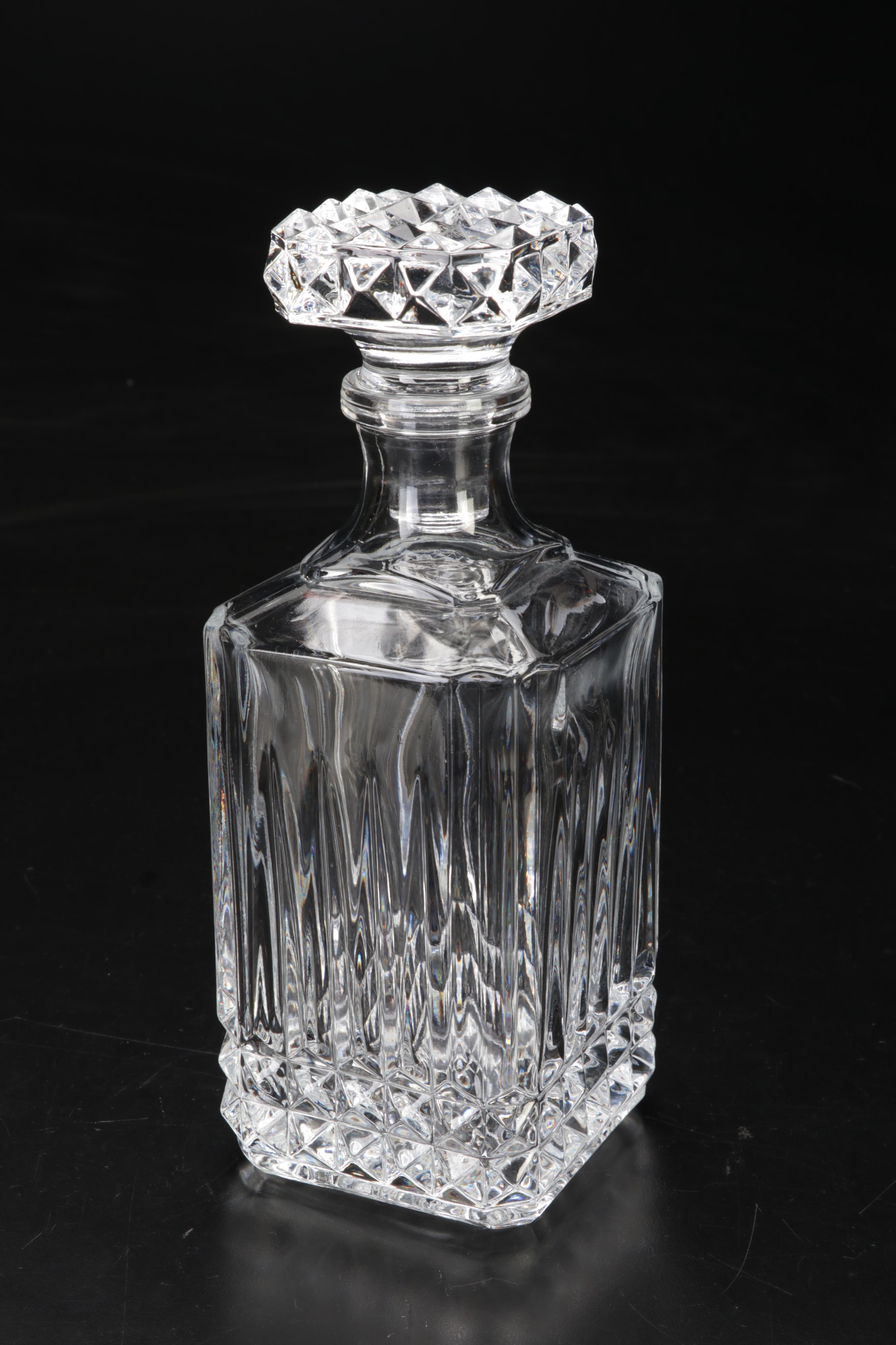 Waterford Crystal "Seahorse" Decanter and Bohemian Cut to Clear Karlas Bowl