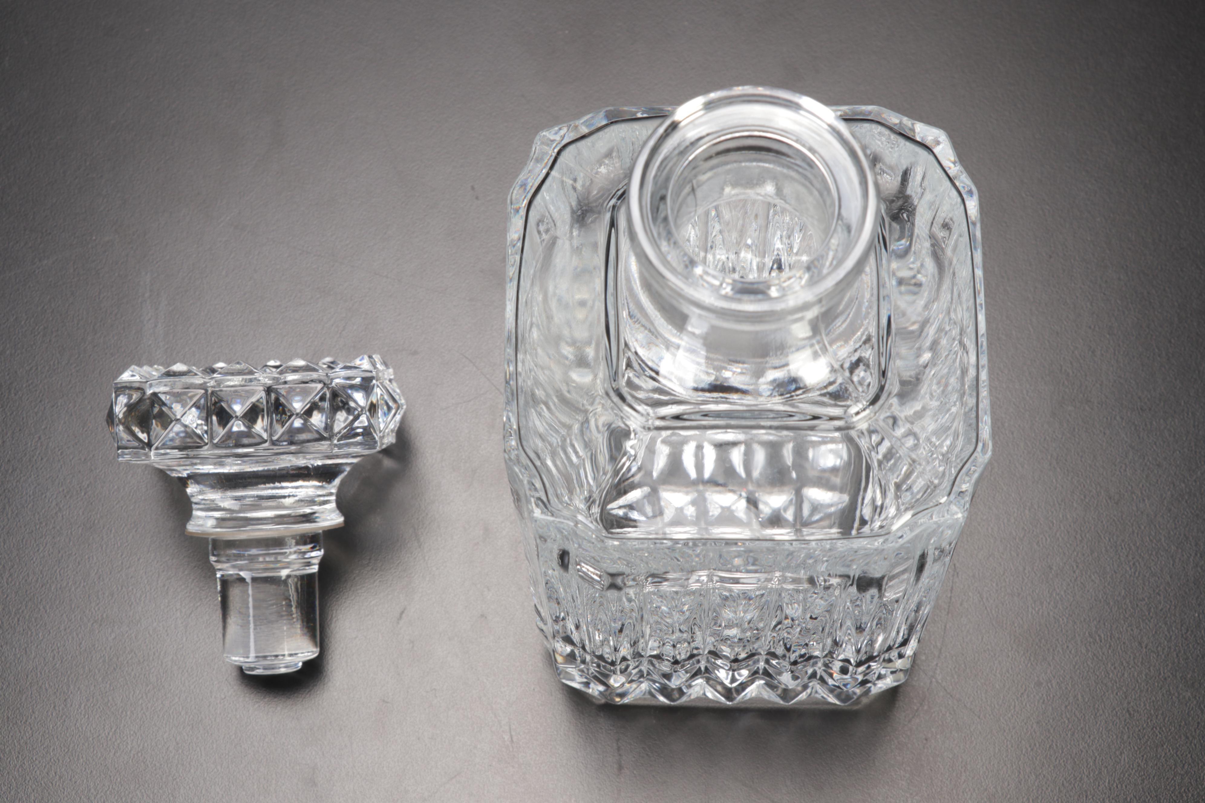 Waterford Crystal "Seahorse" Decanter and Bohemian Cut to Clear Karlas Bowl