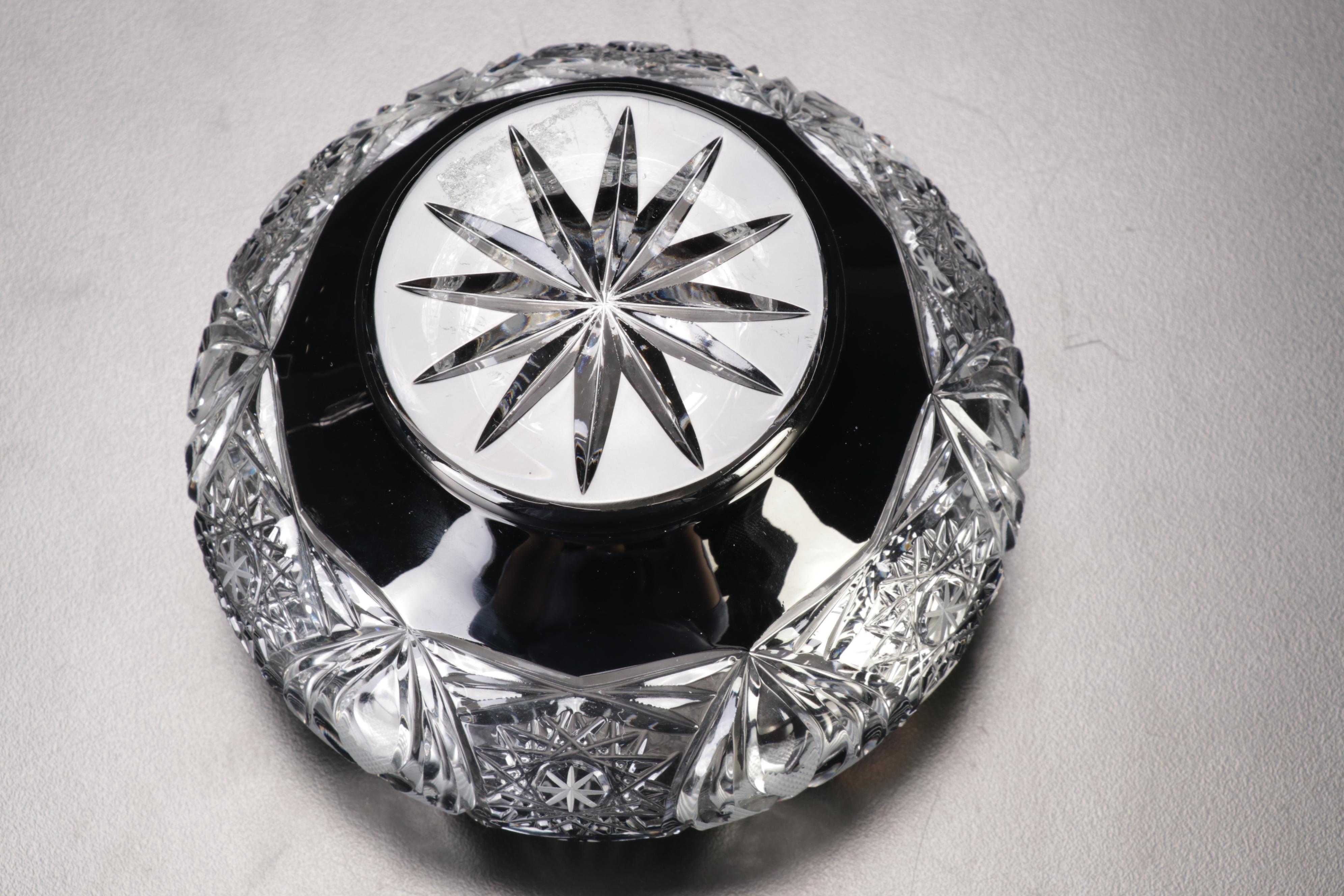 Waterford Crystal "Seahorse" Decanter and Bohemian Cut to Clear Karlas Bowl