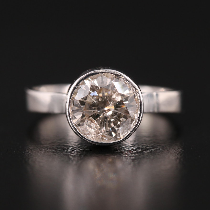 Platinum 2.11 CT Diamond Bezel Set Solitaire Ring