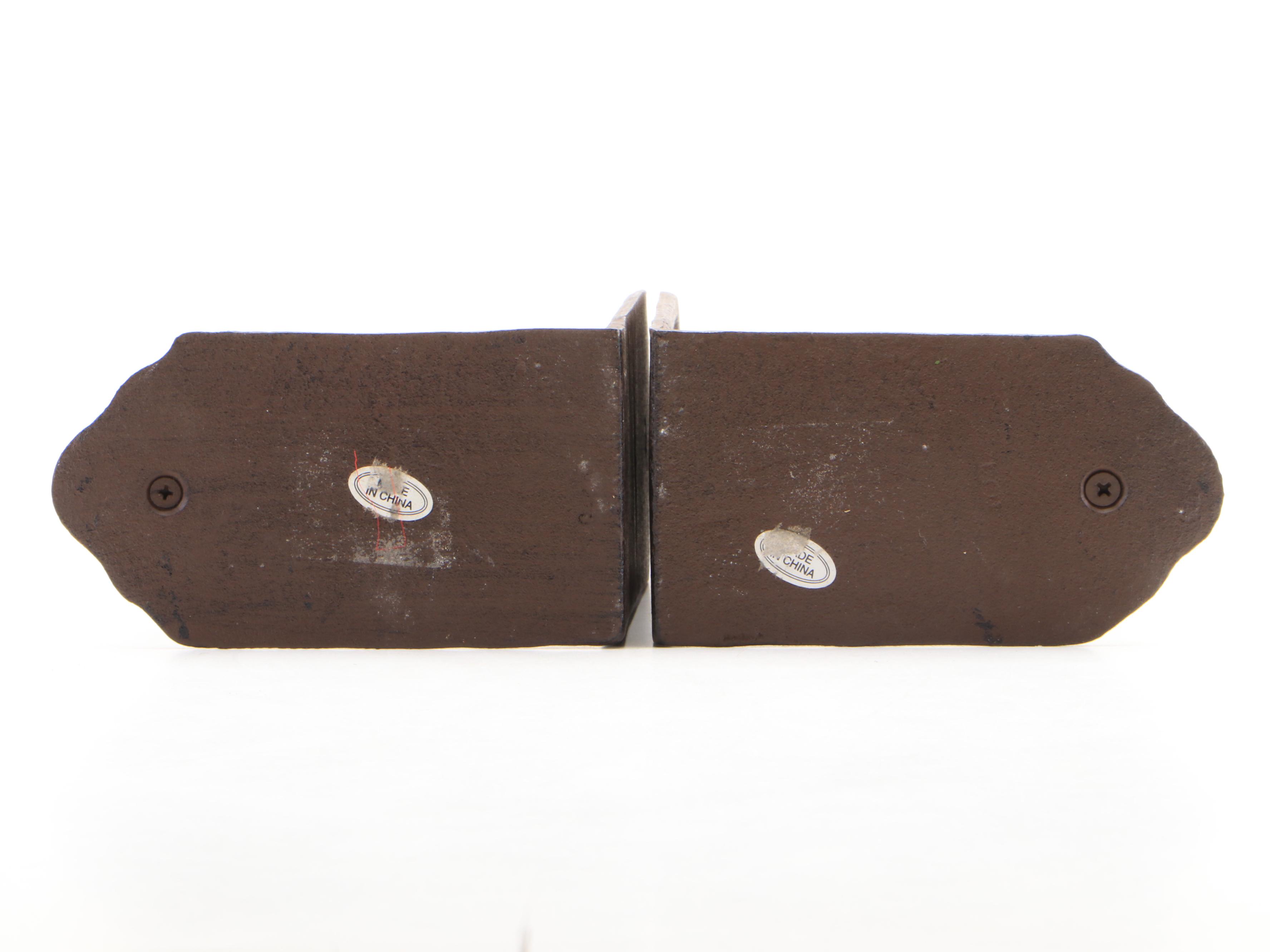 Oval Wall Clock with Cast Metal Brackets and Wooden Decor