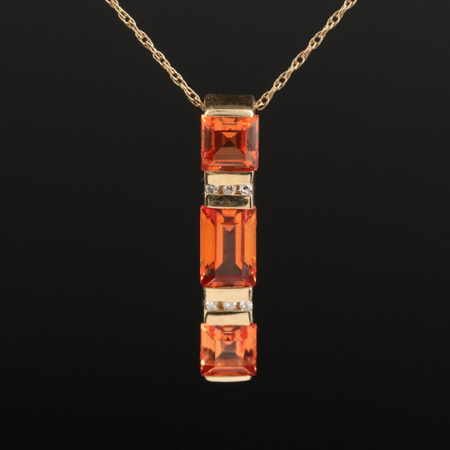 10K Sapphire and Diamond Pendant Necklace