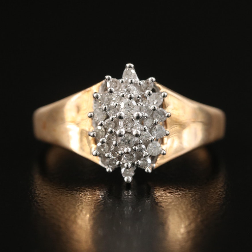 10K 0.23 CTW Diamond Cluster Ring