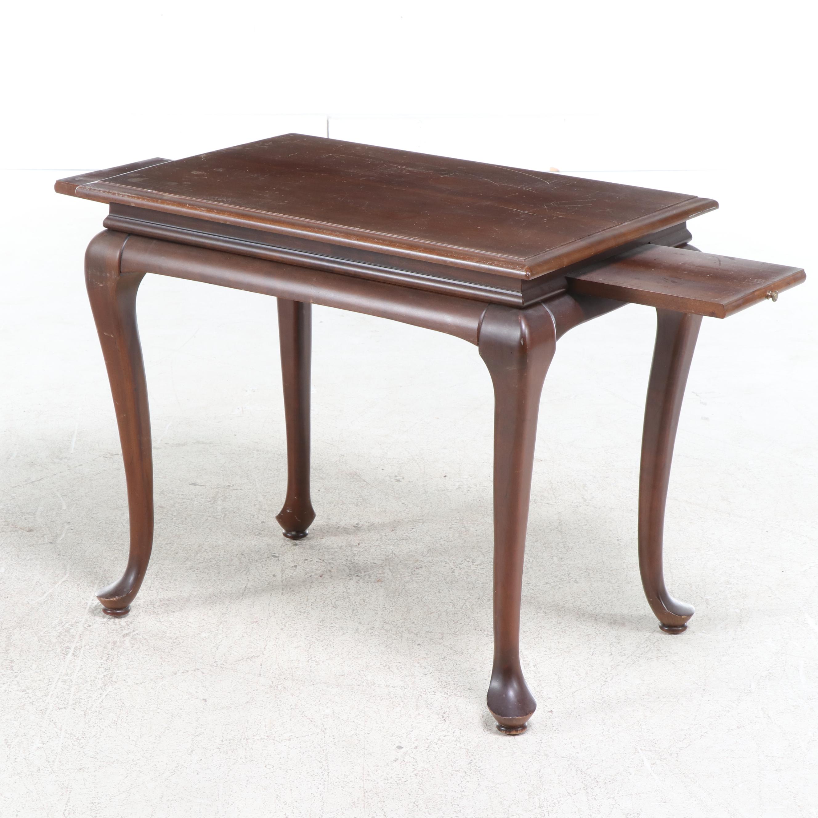 Queen Anne Style Cherry Coffee Table and Side Table, Late 20th Century