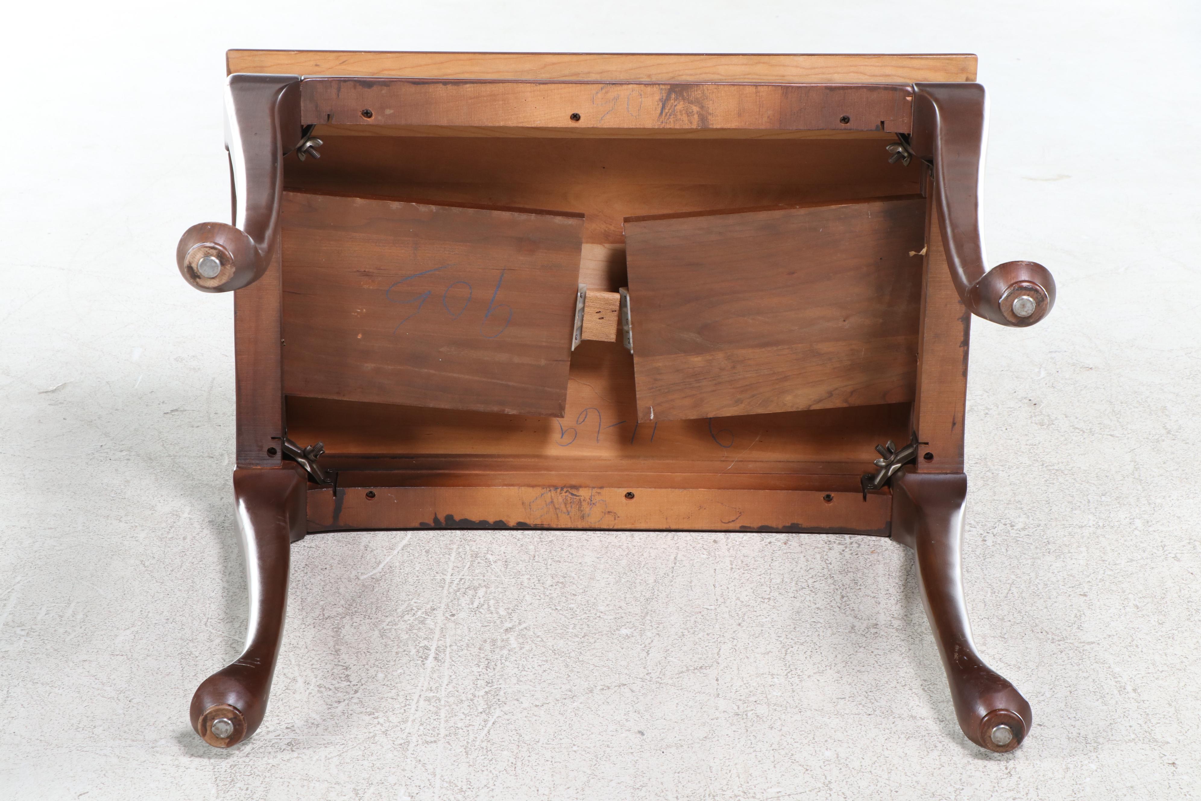 Queen Anne Style Cherry Coffee Table and Side Table, Late 20th Century