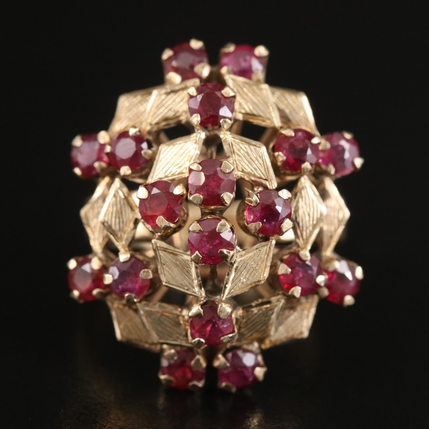 14K Ruby Textured Cluster Ring