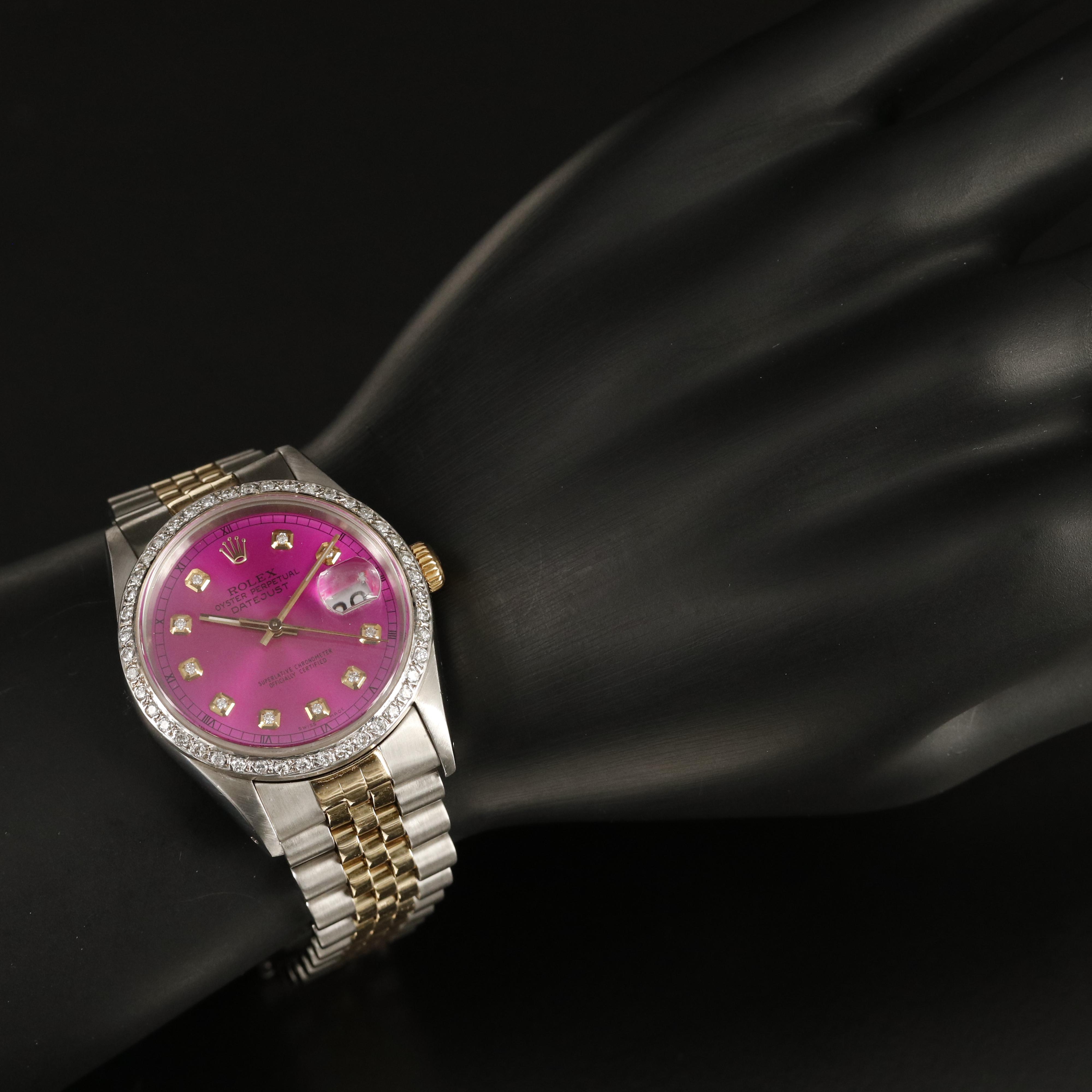 1990 Rolex Oyster Perpetual Datejust Diamond Dial and Bezel Watch