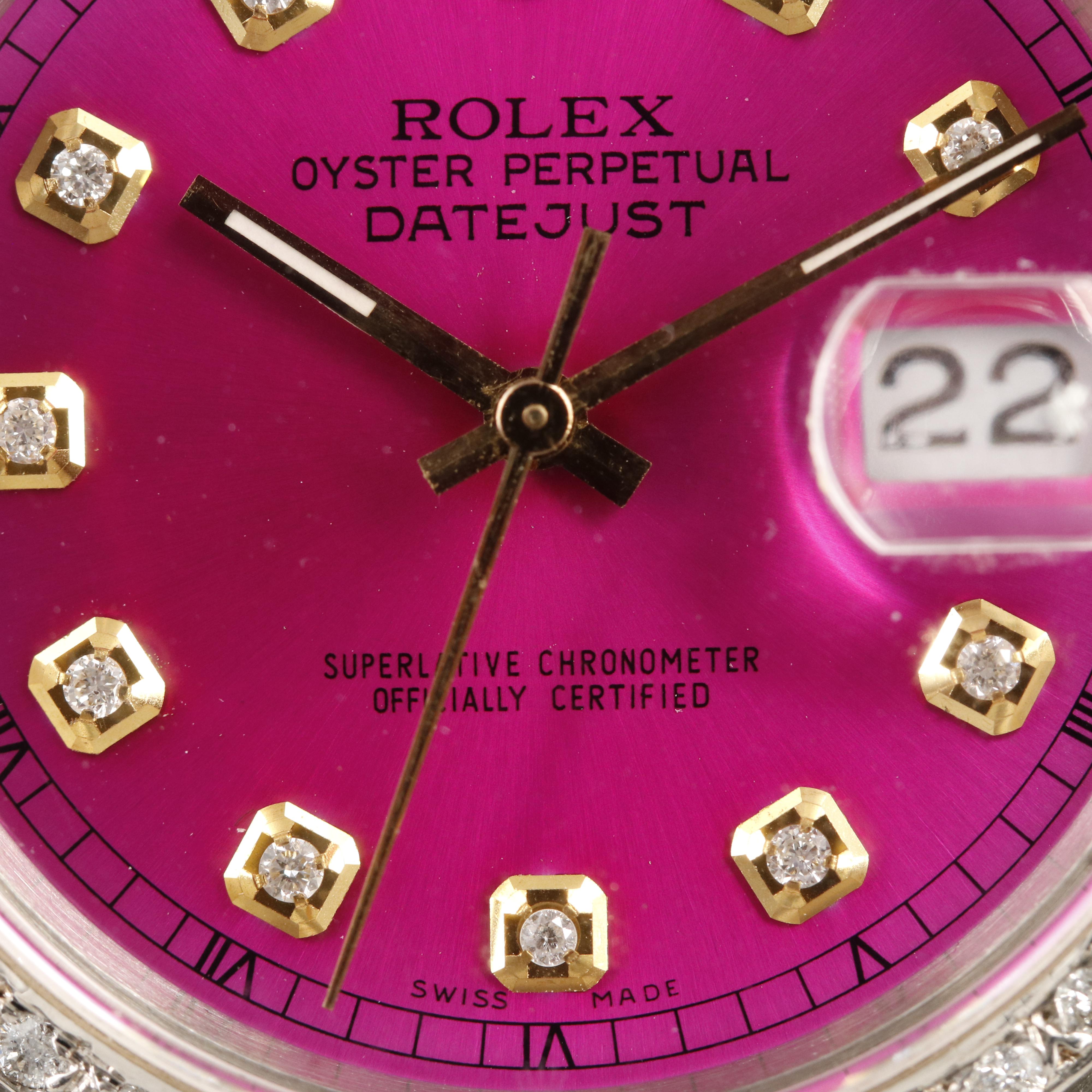 1990 Rolex Oyster Perpetual Datejust Diamond Dial and Bezel Watch