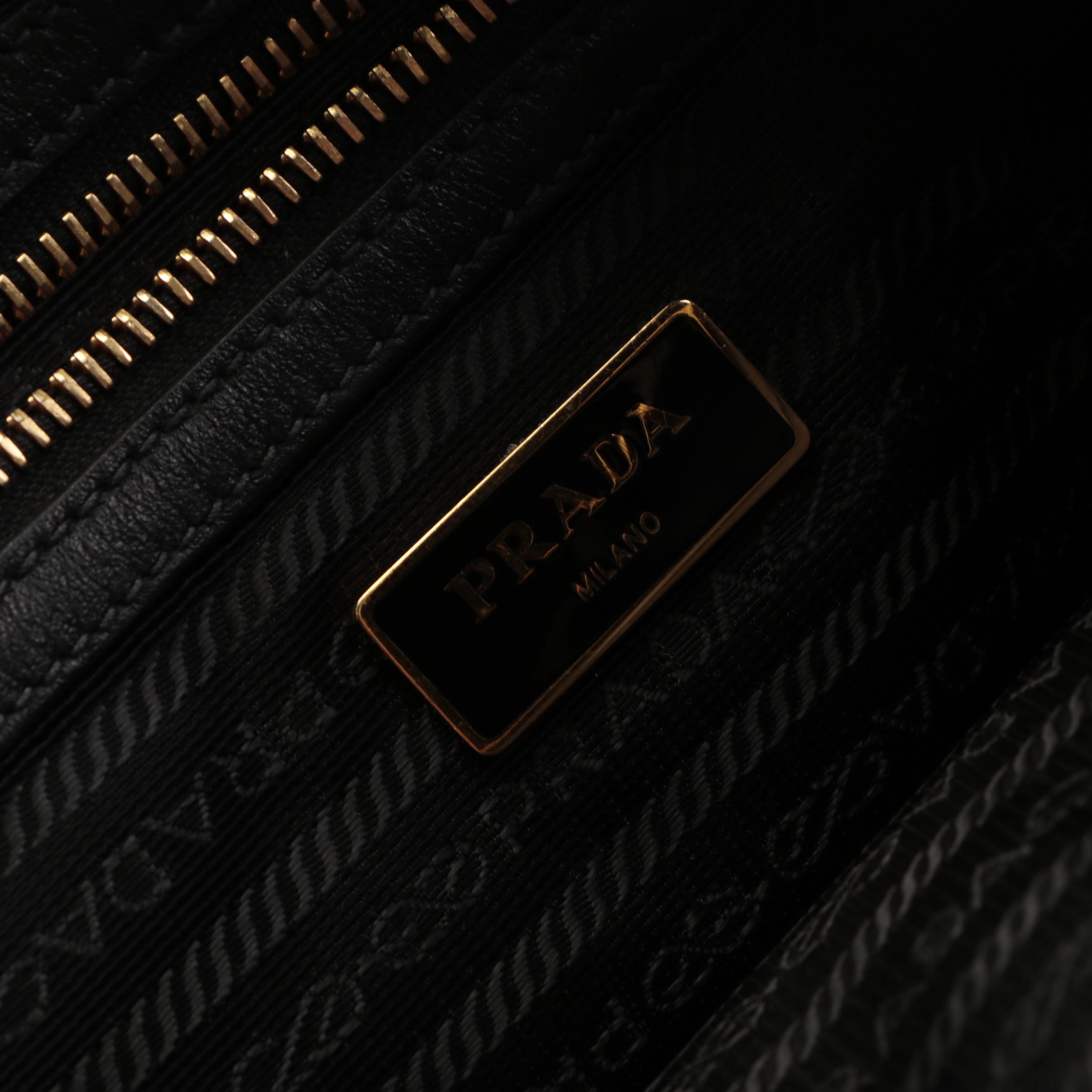 Prada Black Canapa Canvas Two-Way Tote