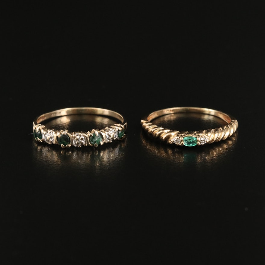 10K Emerald and Diamond Rings