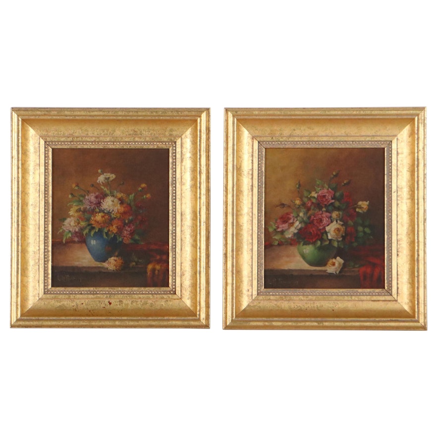 L. R. Thompson Floral Still Life Oil Paintings