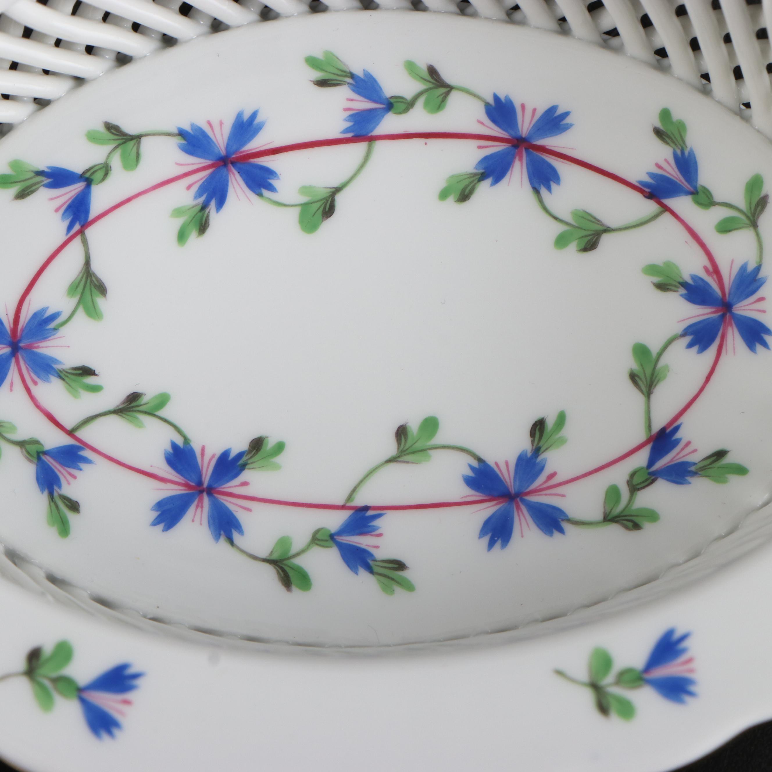 Herend "Blue Garland" Porcelain Open Weave Baskets
