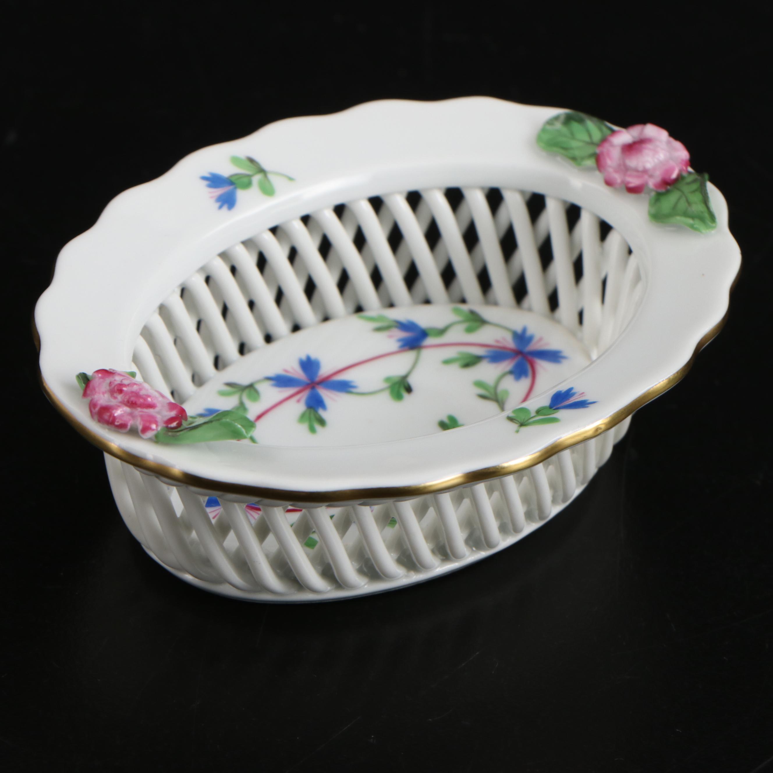 Herend "Blue Garland" Porcelain Open Weave Baskets