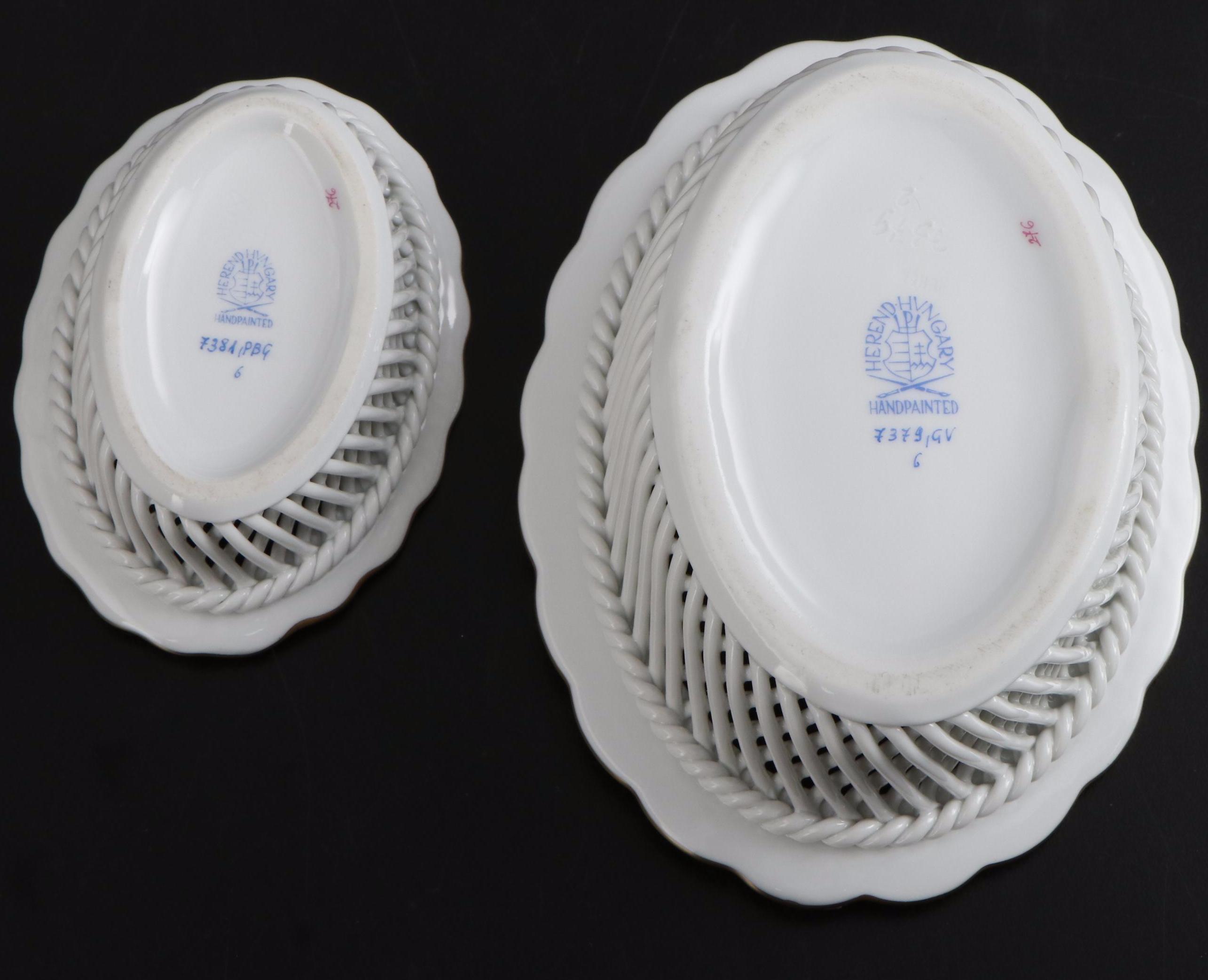 Herend "Blue Garland" Porcelain Open Weave Baskets