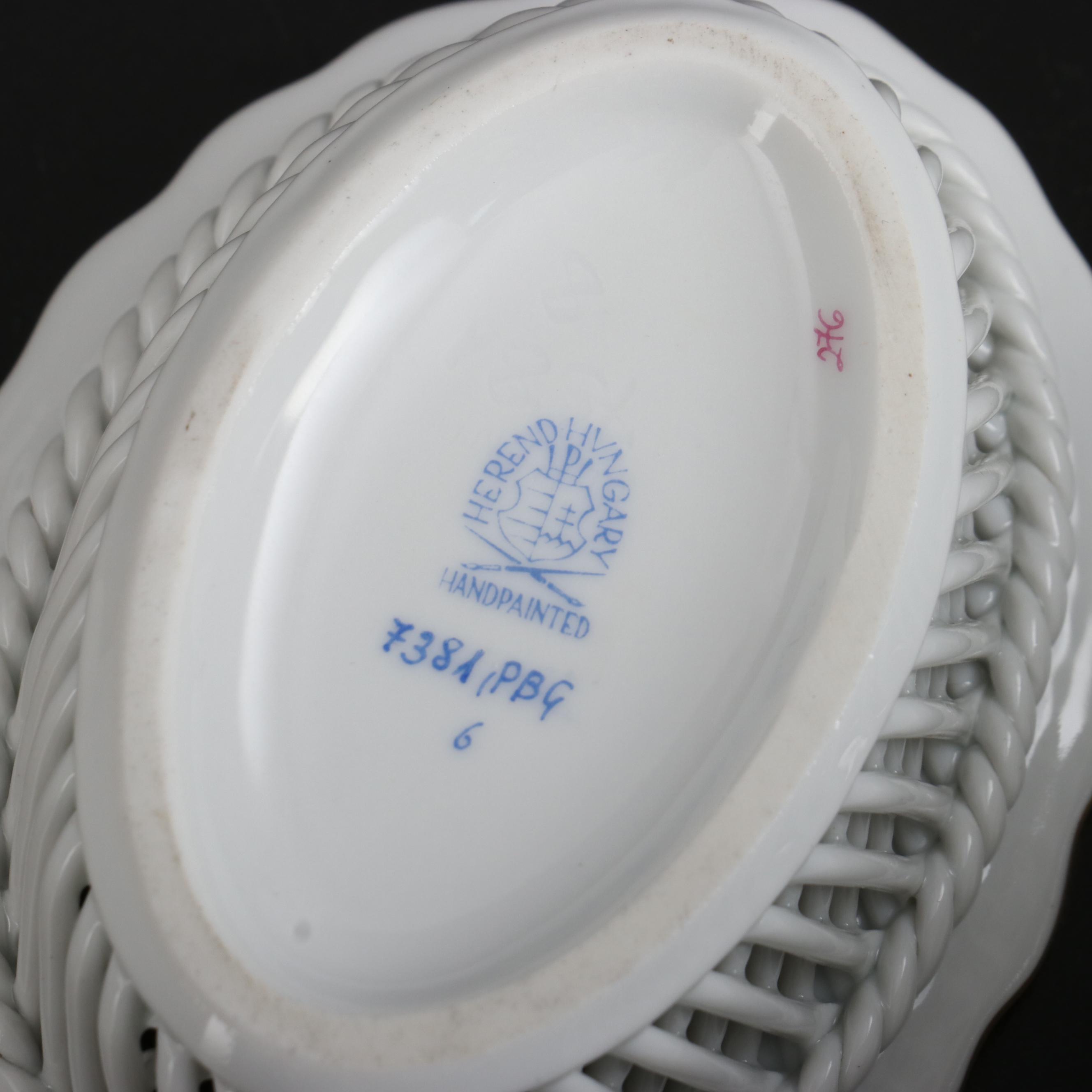 Herend "Blue Garland" Porcelain Open Weave Baskets