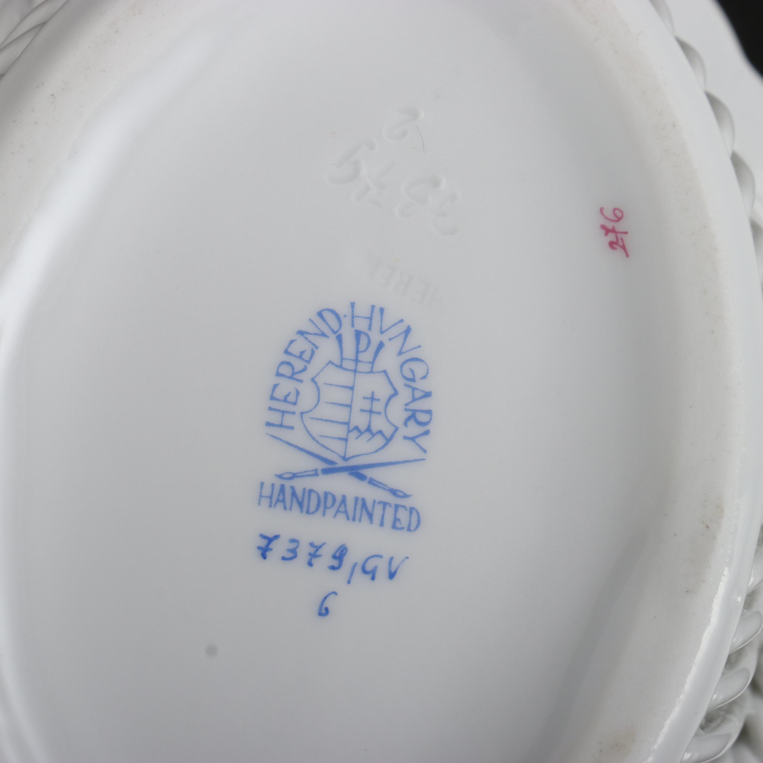 Herend "Blue Garland" Porcelain Open Weave Baskets