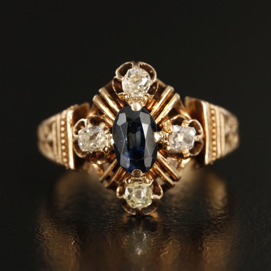 14K Sapphire and Diamond Ring