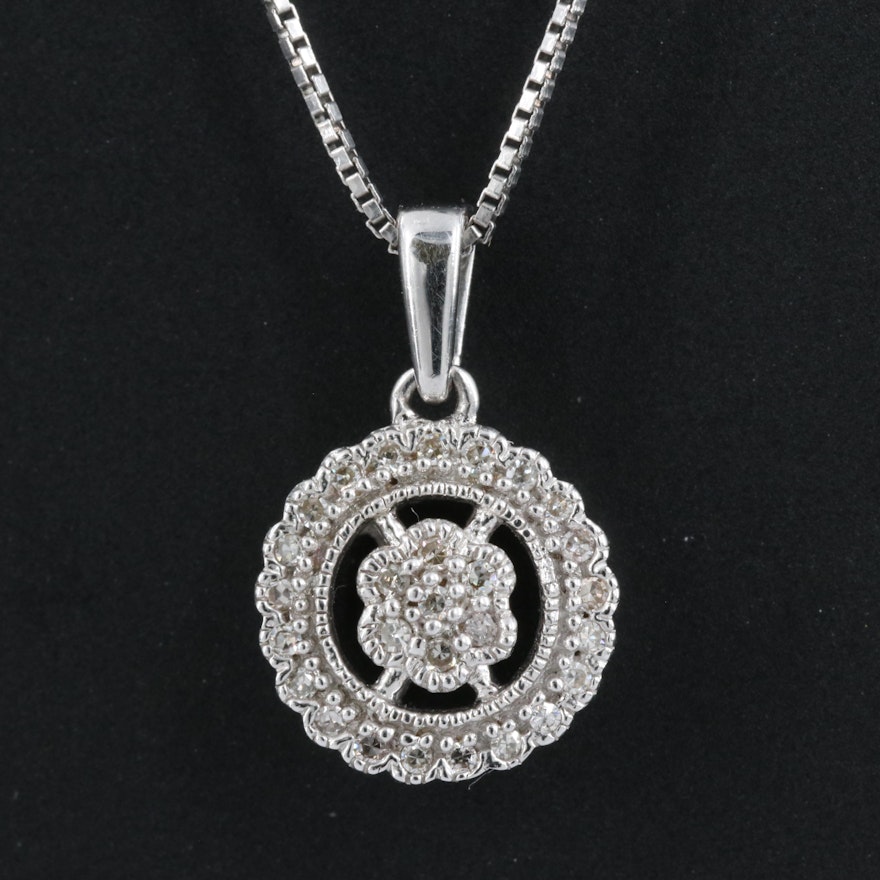 Sterling Diamond Pendant Necklace