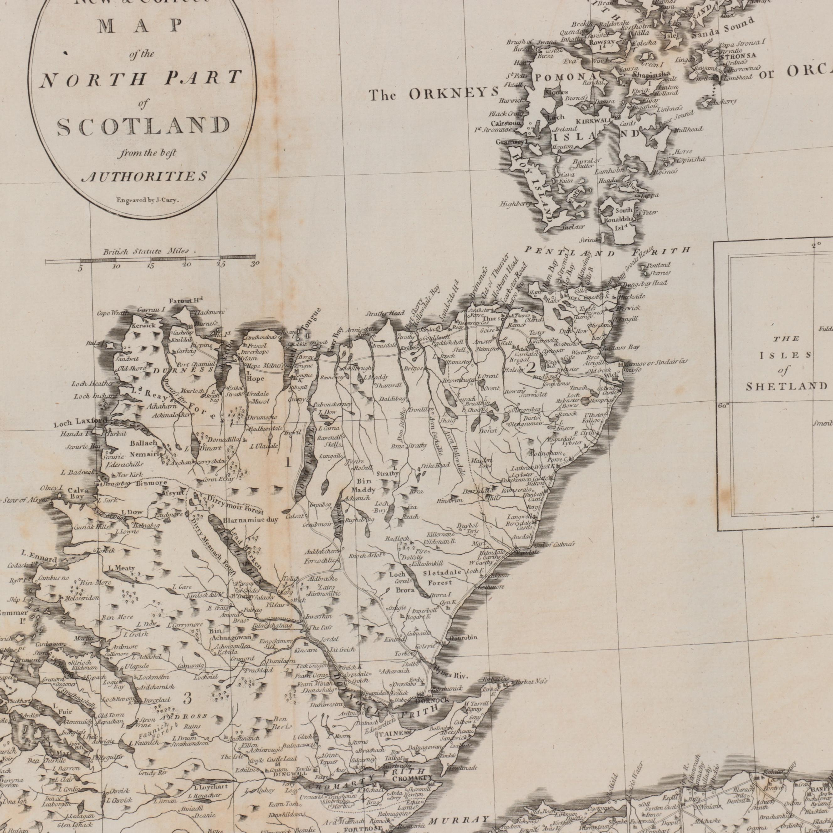 John Cary Engraving Map of Northern Scotland, Early 19th Century