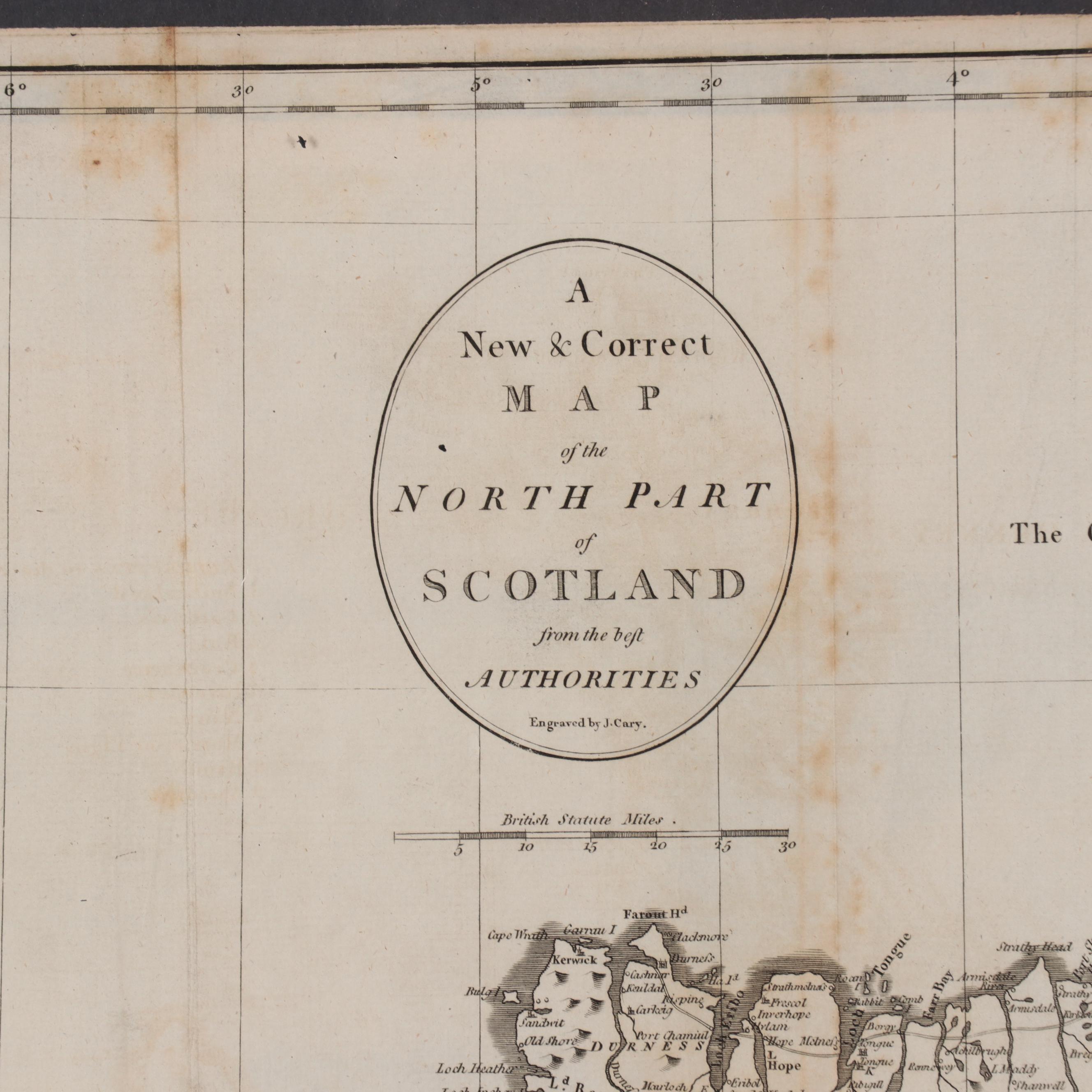 John Cary Engraving Map of Northern Scotland, Early 19th Century