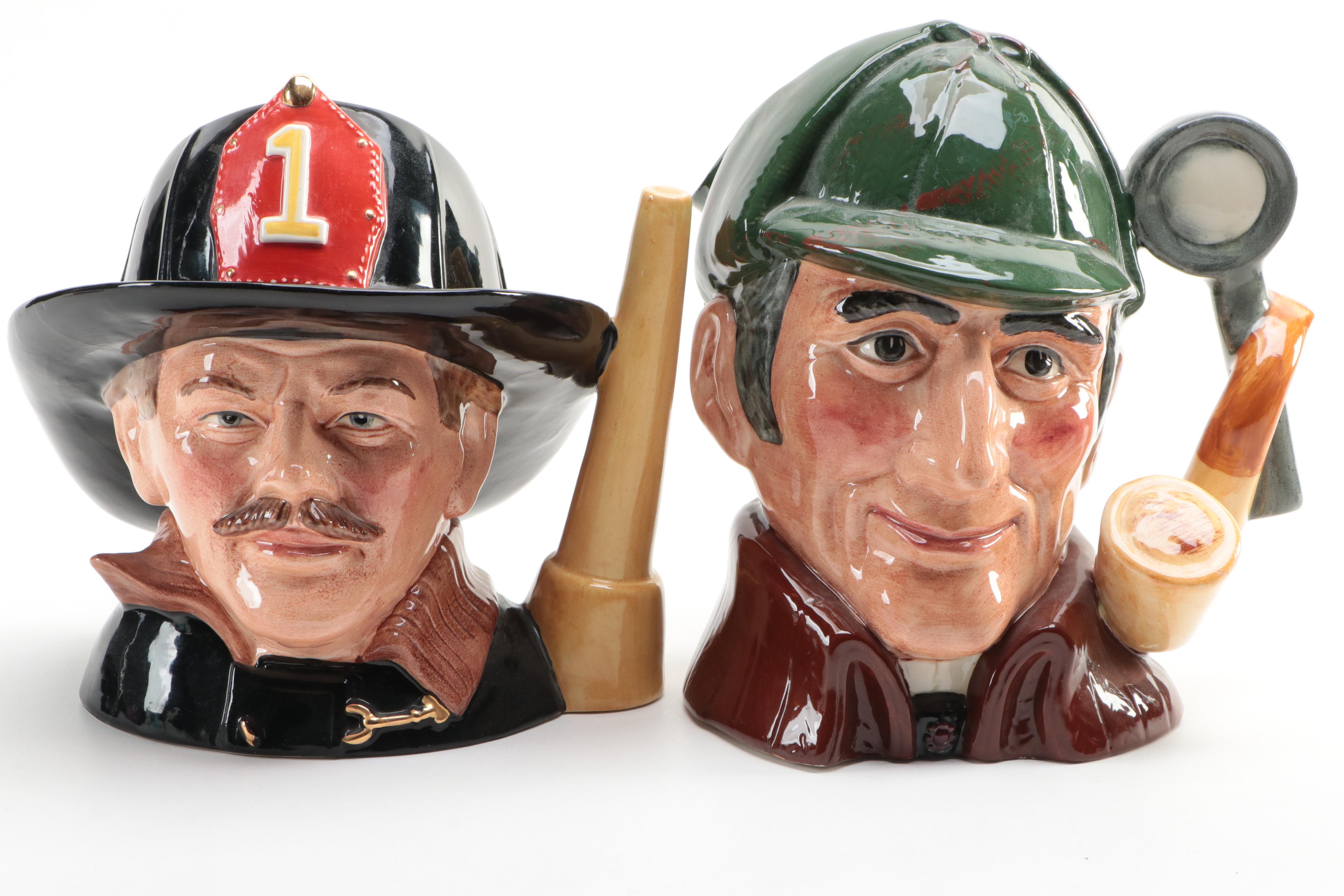 Royal Doulton "The Sleuth," "Capt Ahab," and More Character Jugs
