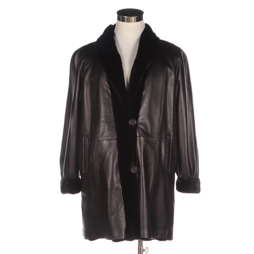 Birger Christensen for Saks Fifth Avenue Reversible Mink Fur and Leather Coat