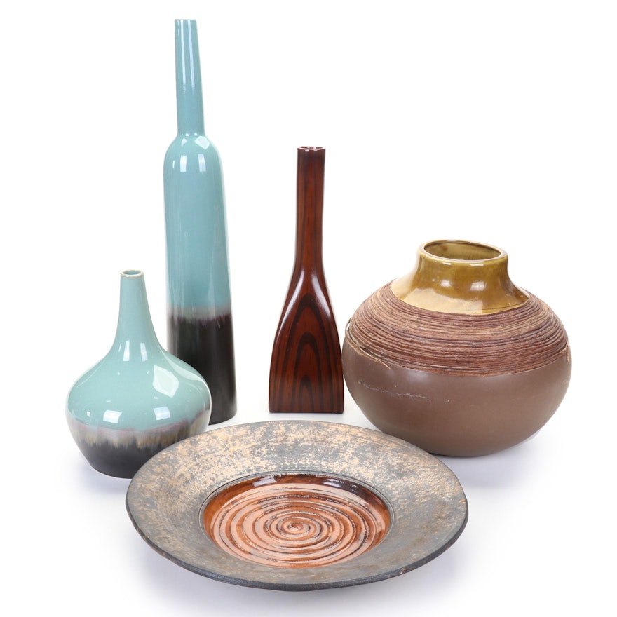 Art Pottery Vases and Centerpiece Bowl, 2000s