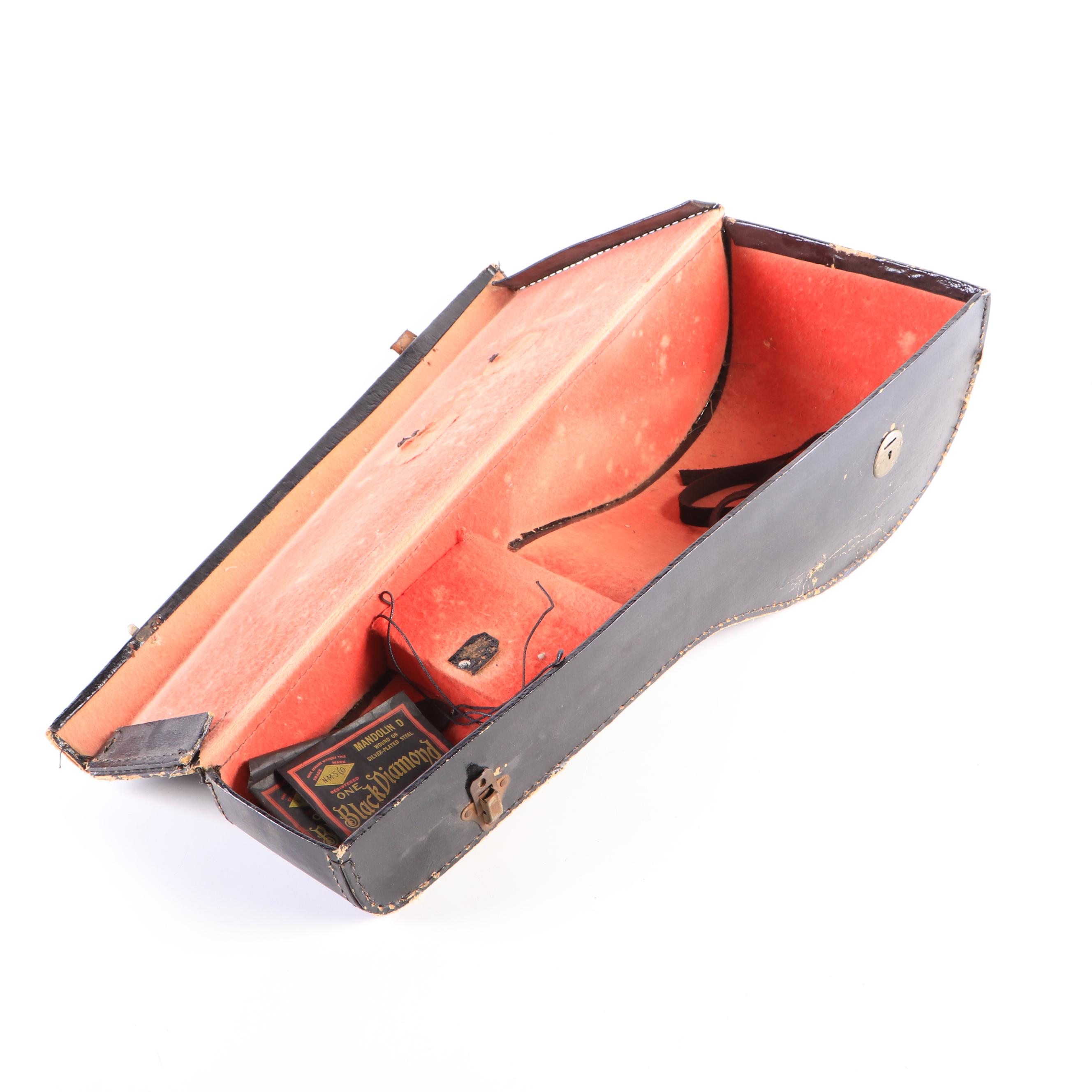 Italian Style Mother-of-Pearl and Turtle Shell Inlaid Bowl Back Mandolin, Case