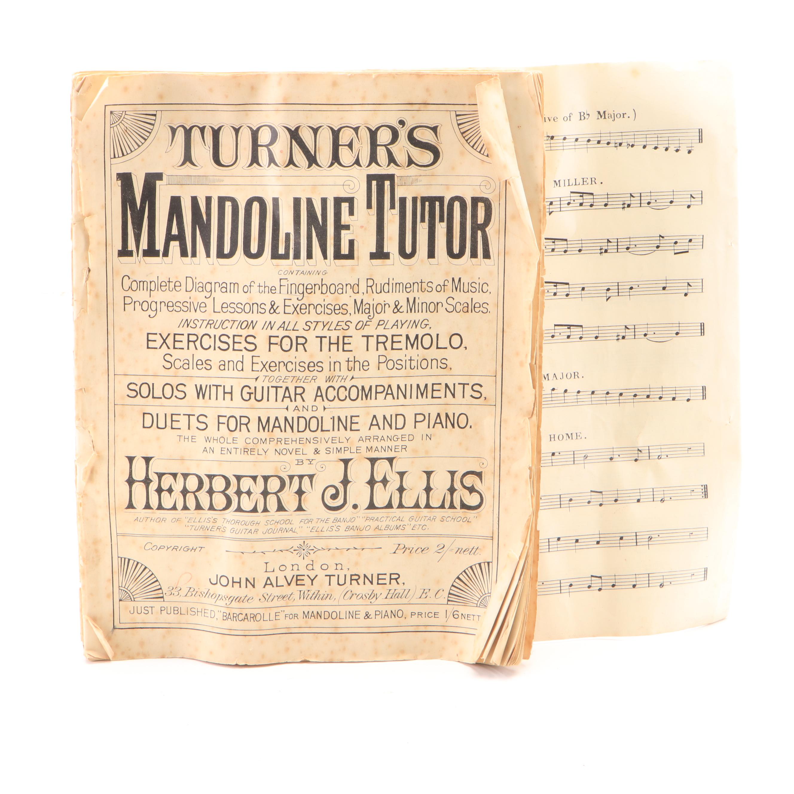 Italian Style Mother-of-Pearl and Turtle Shell Inlaid Bowl Back Mandolin, Case