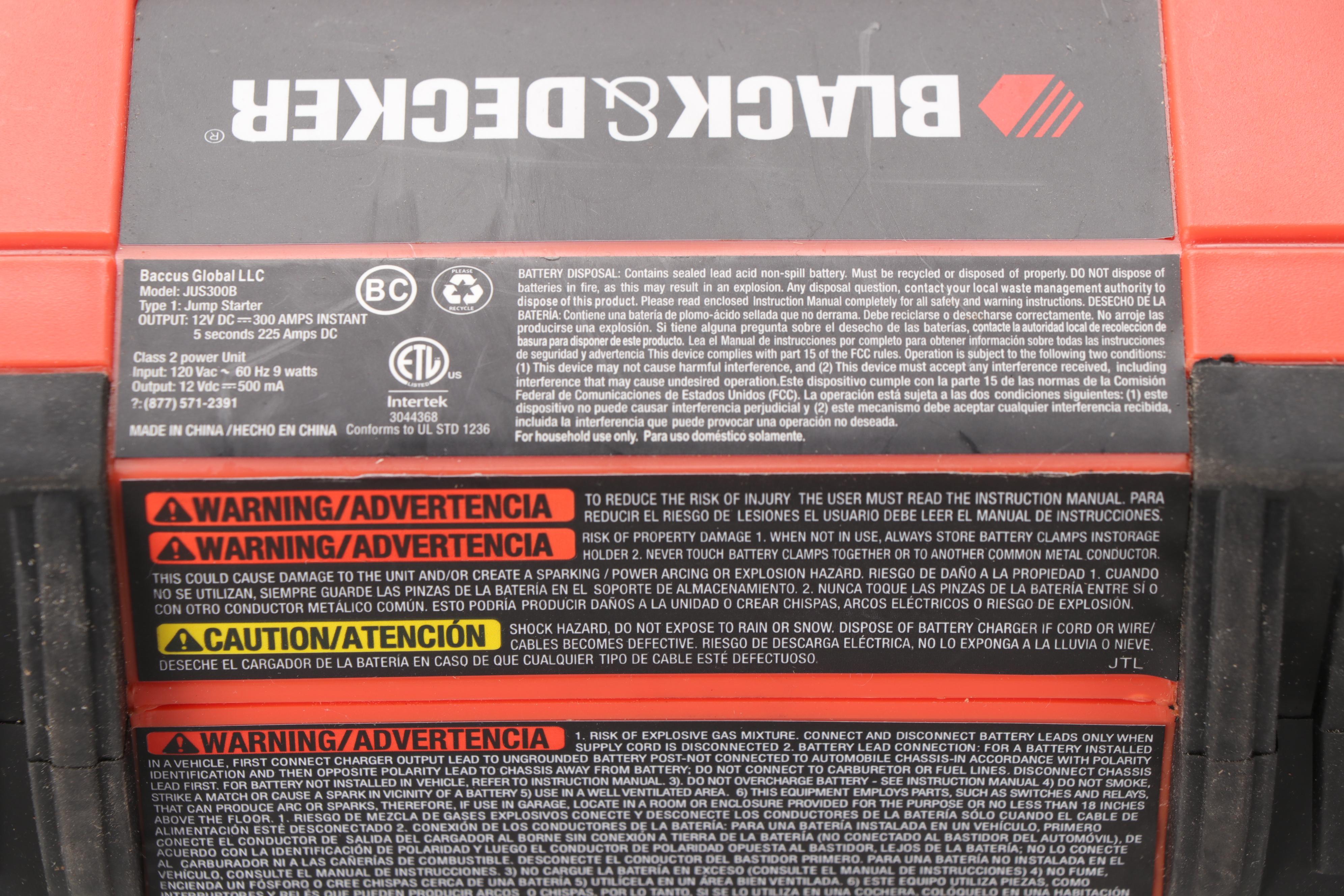 Black + Decker Jump-Starter, 40 Amp Engine Start, Kobalt Inflator, More