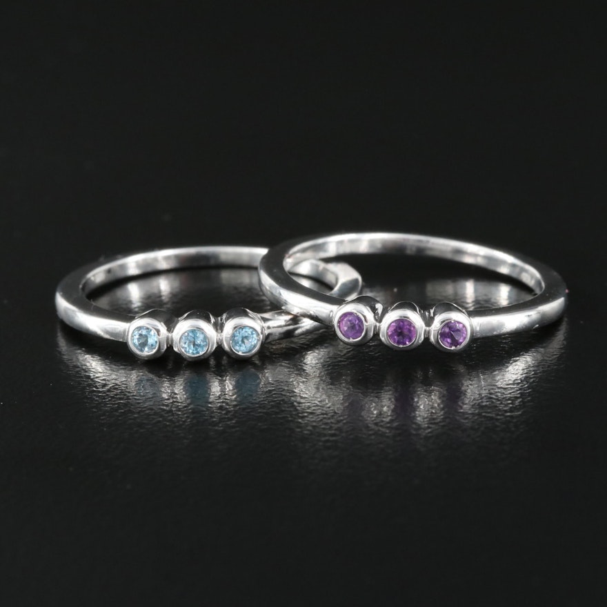 Sterling Topaz and Amethyst Rings