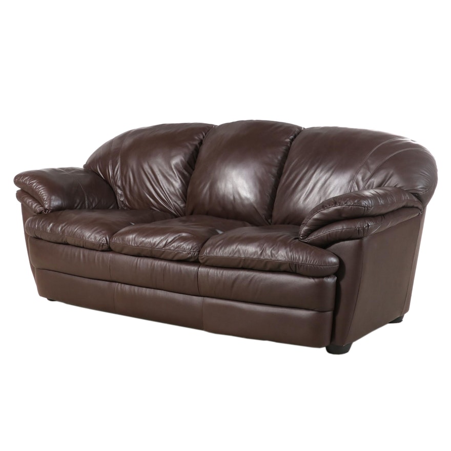 Contemporary Brown Leather Sofa