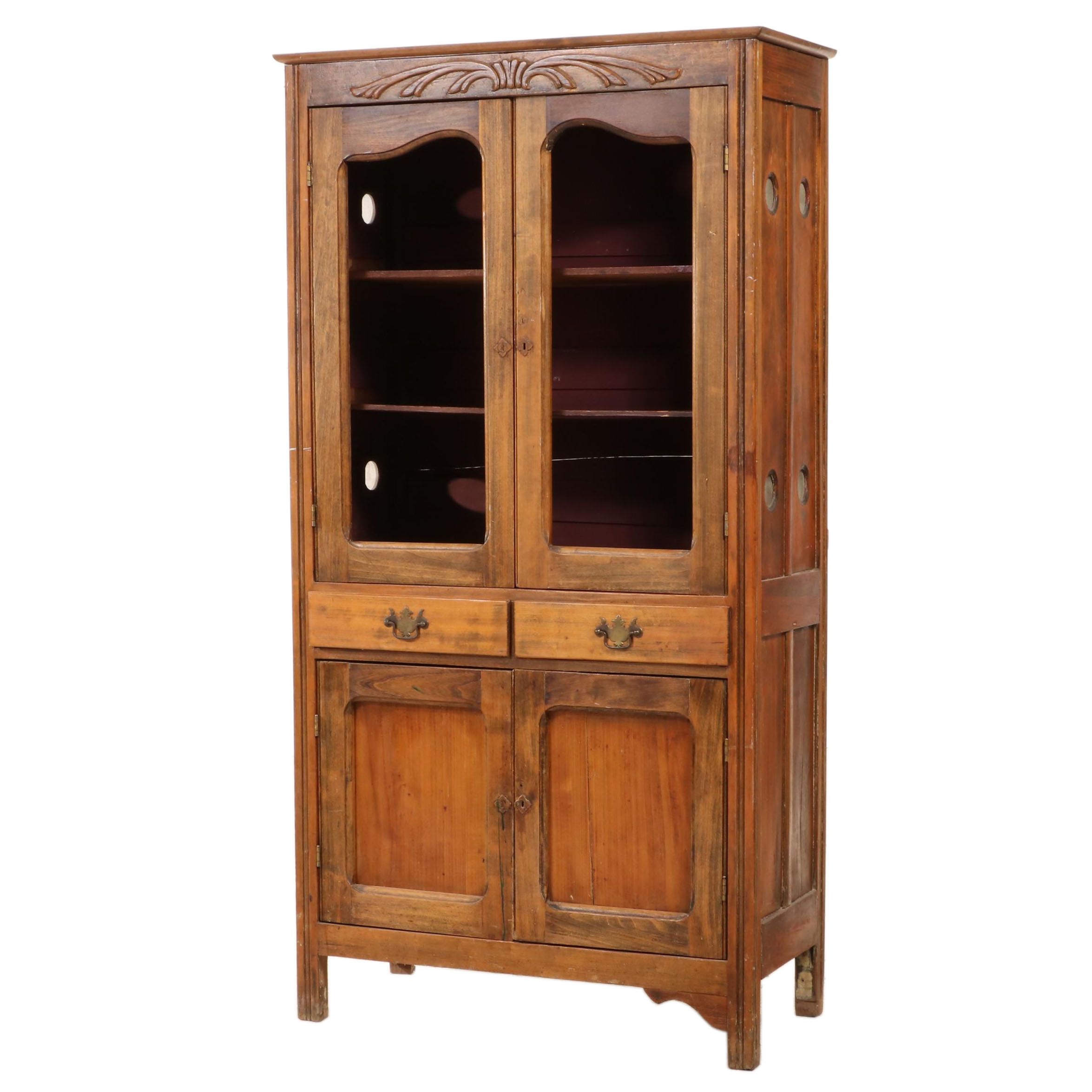 American Primitive Poplar Pie Safe Cupboard, Late 19th Century