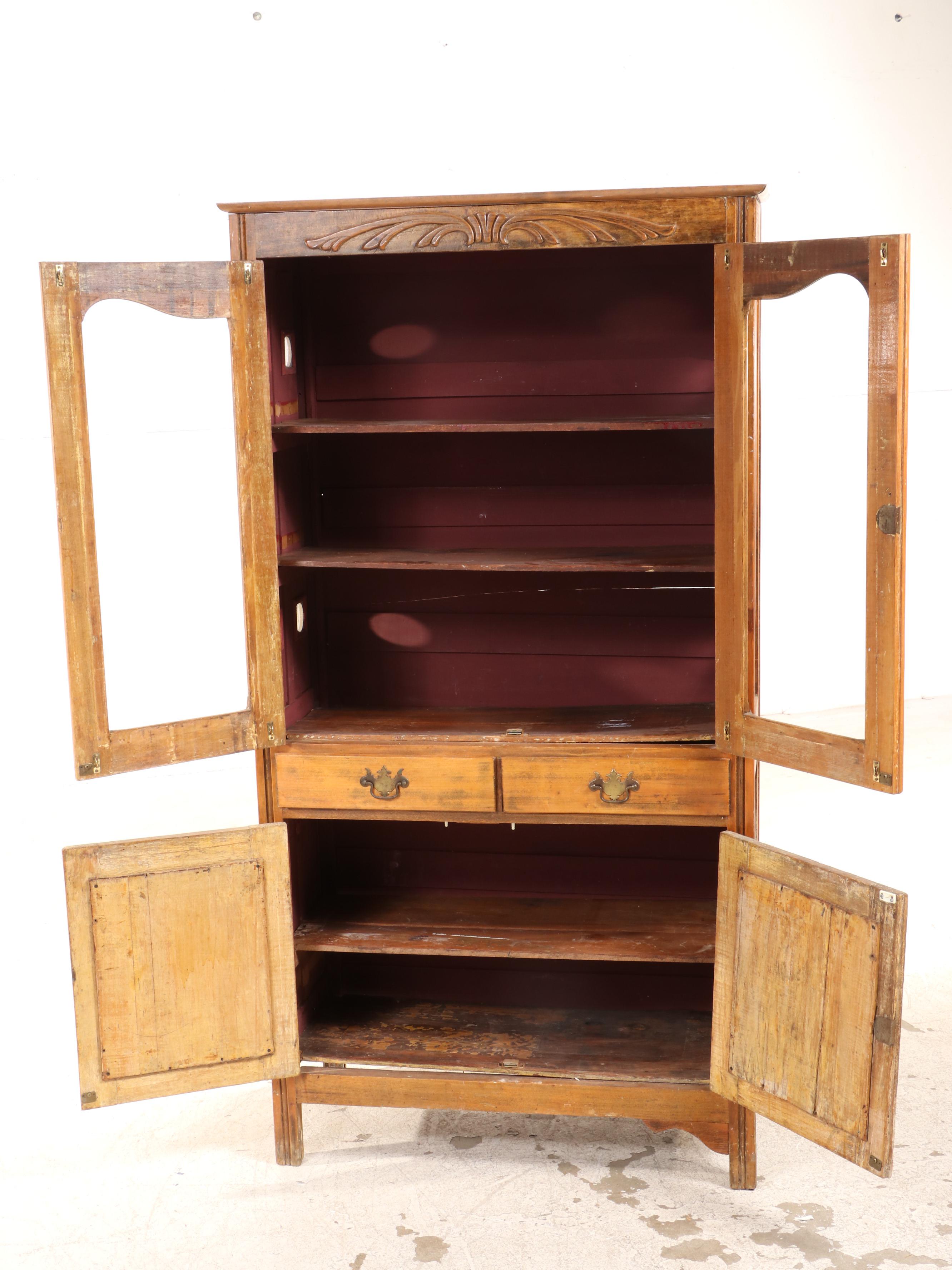 American Primitive Poplar Pie Safe Cupboard, Late 19th Century