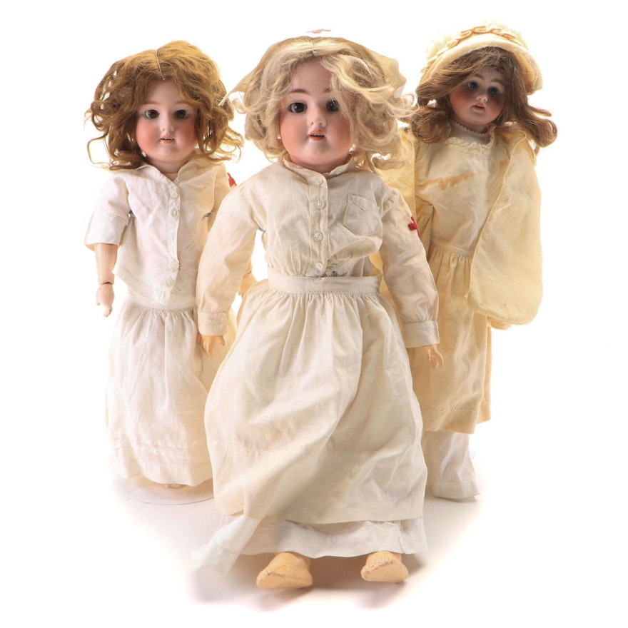 Armand Marseille 390 Child Doll and Other German Bisque Head Dolls