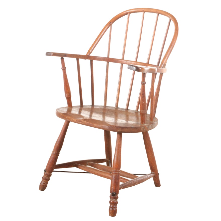 American Oak Sack-Back Windsor Armchair, Early 20th Century