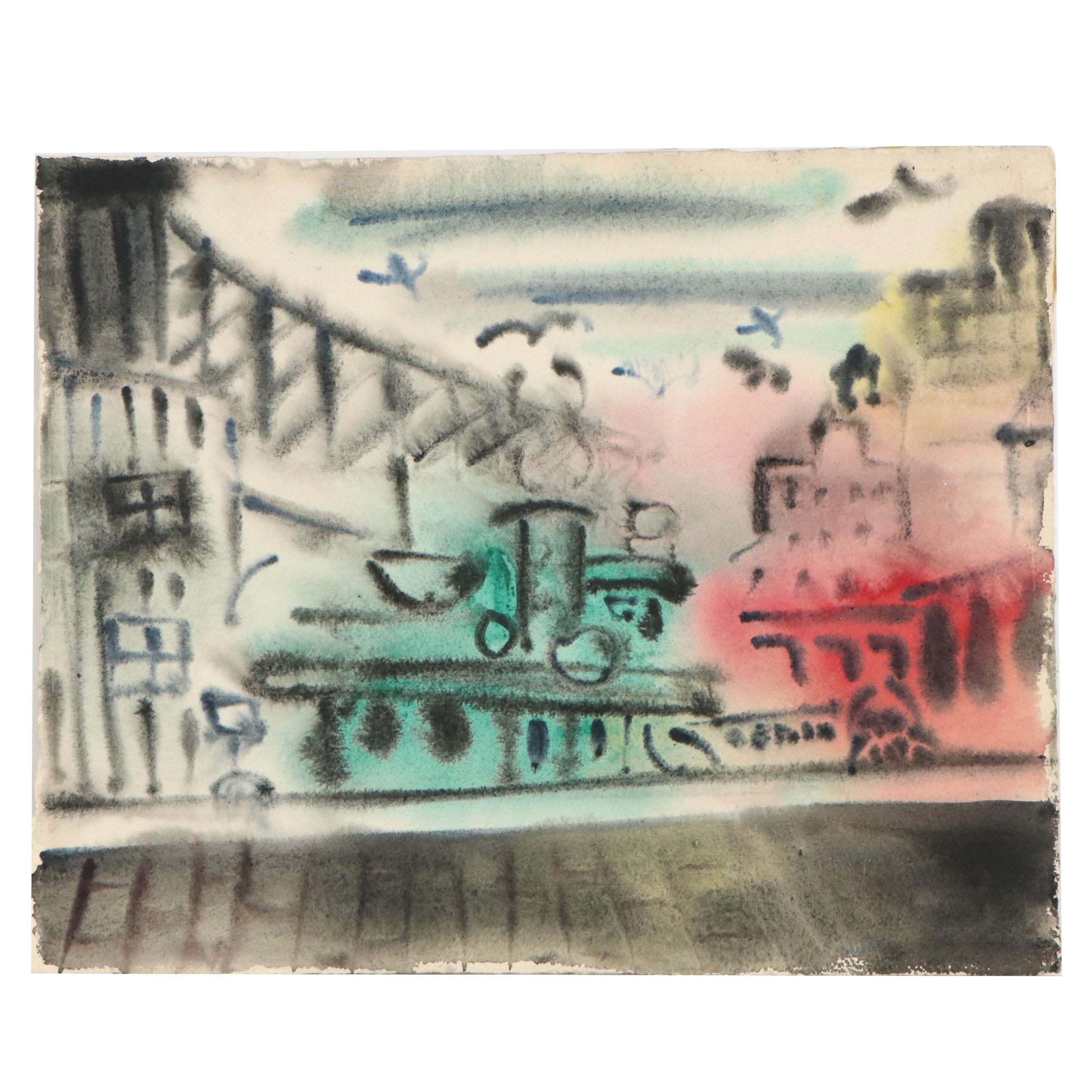 Esther Phillips Cityscape Watercolor Painting