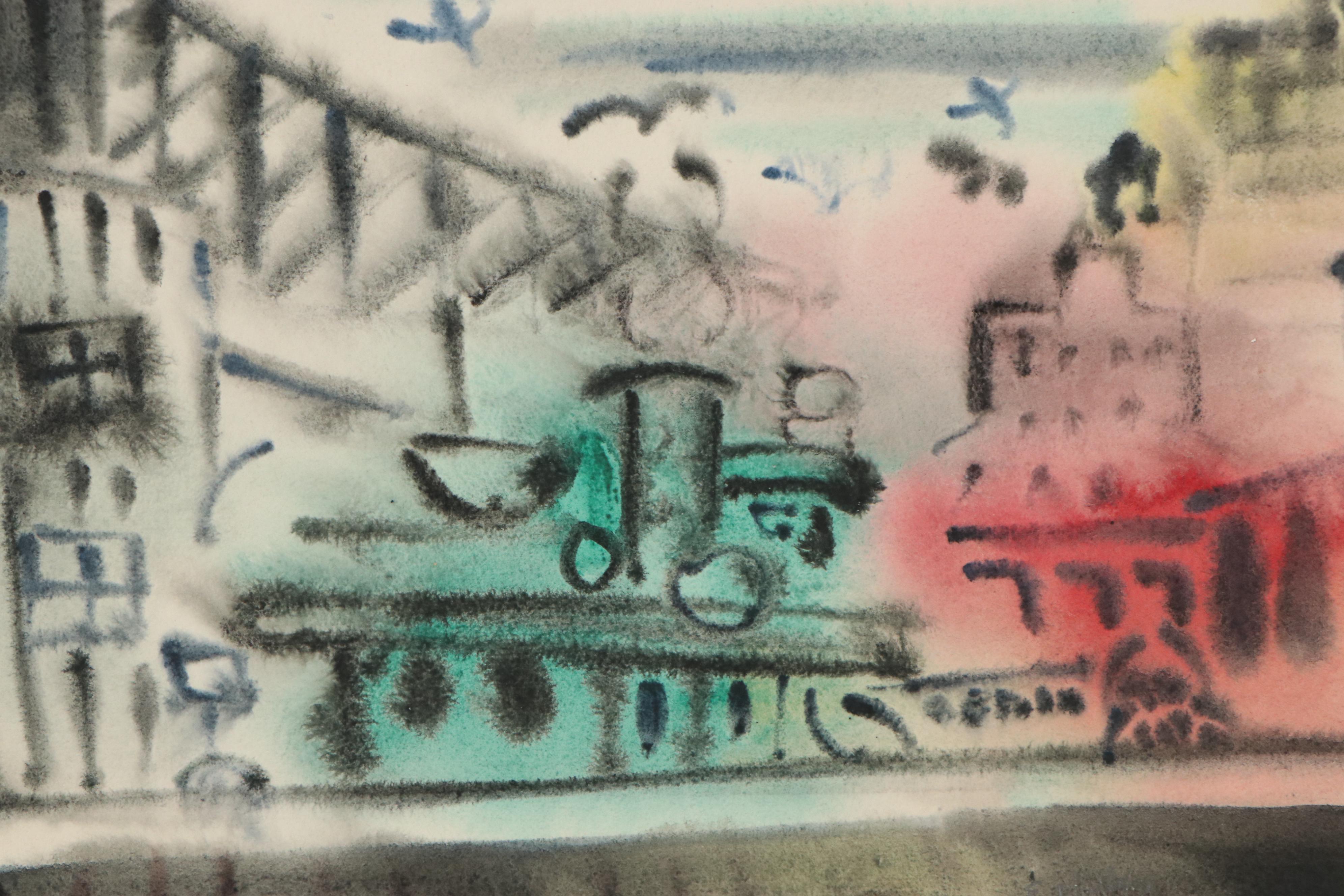 Esther Phillips Cityscape Watercolor Painting