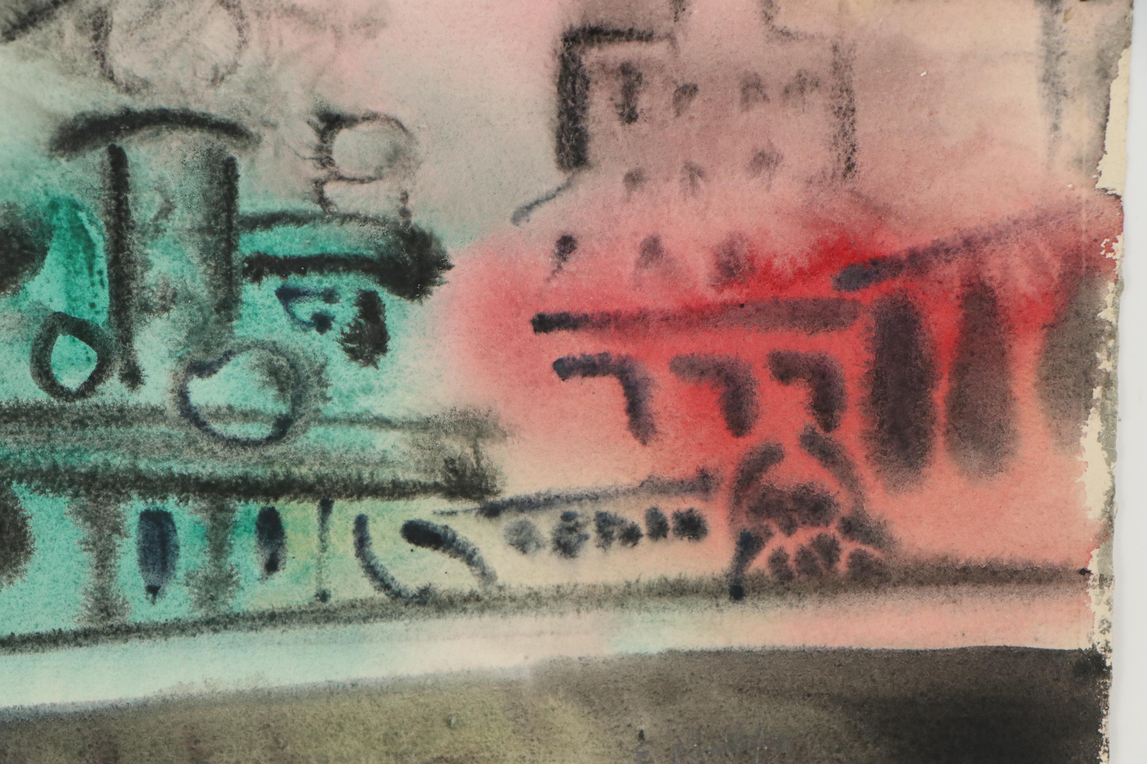 Esther Phillips Cityscape Watercolor Painting