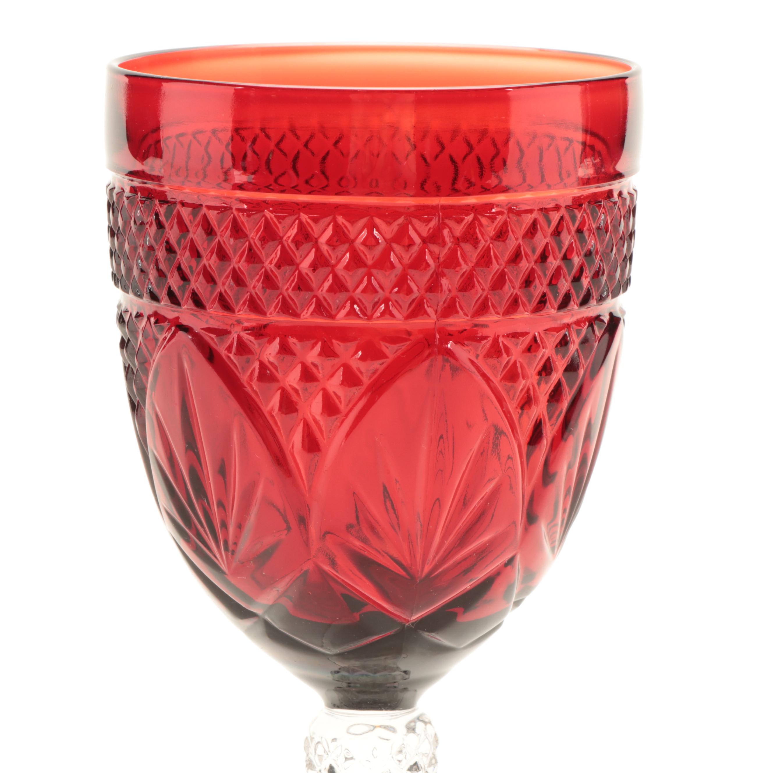 Cristal D'Arques-Durand "Antique Ruby" Glass Water Goblets, 1999–2008