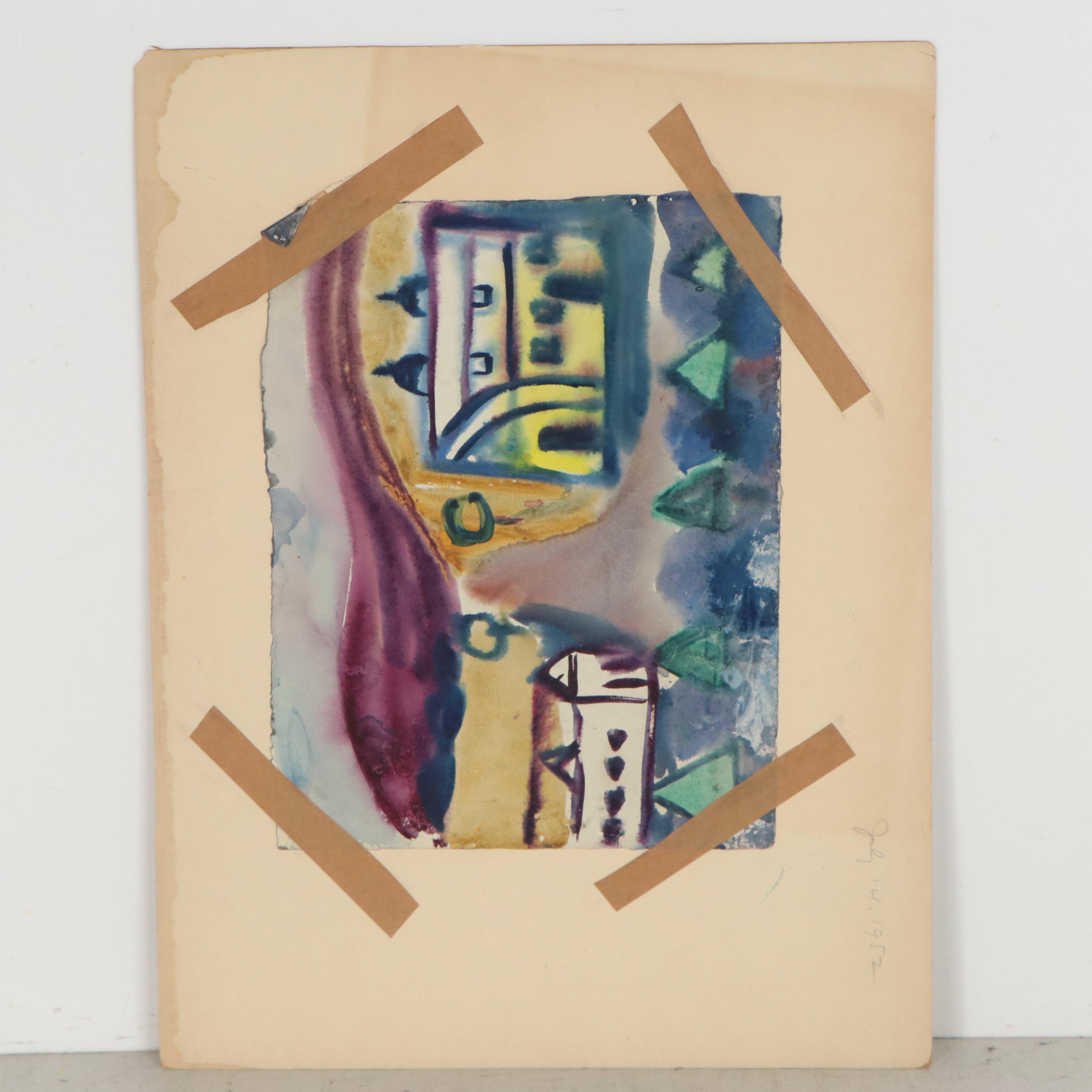 Esther Phillips Portrait and Landscape Watercolor Paintings, 1952