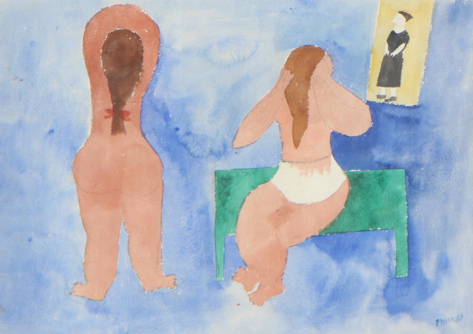 Esther Phillips Double-Sided Watercolor Painting