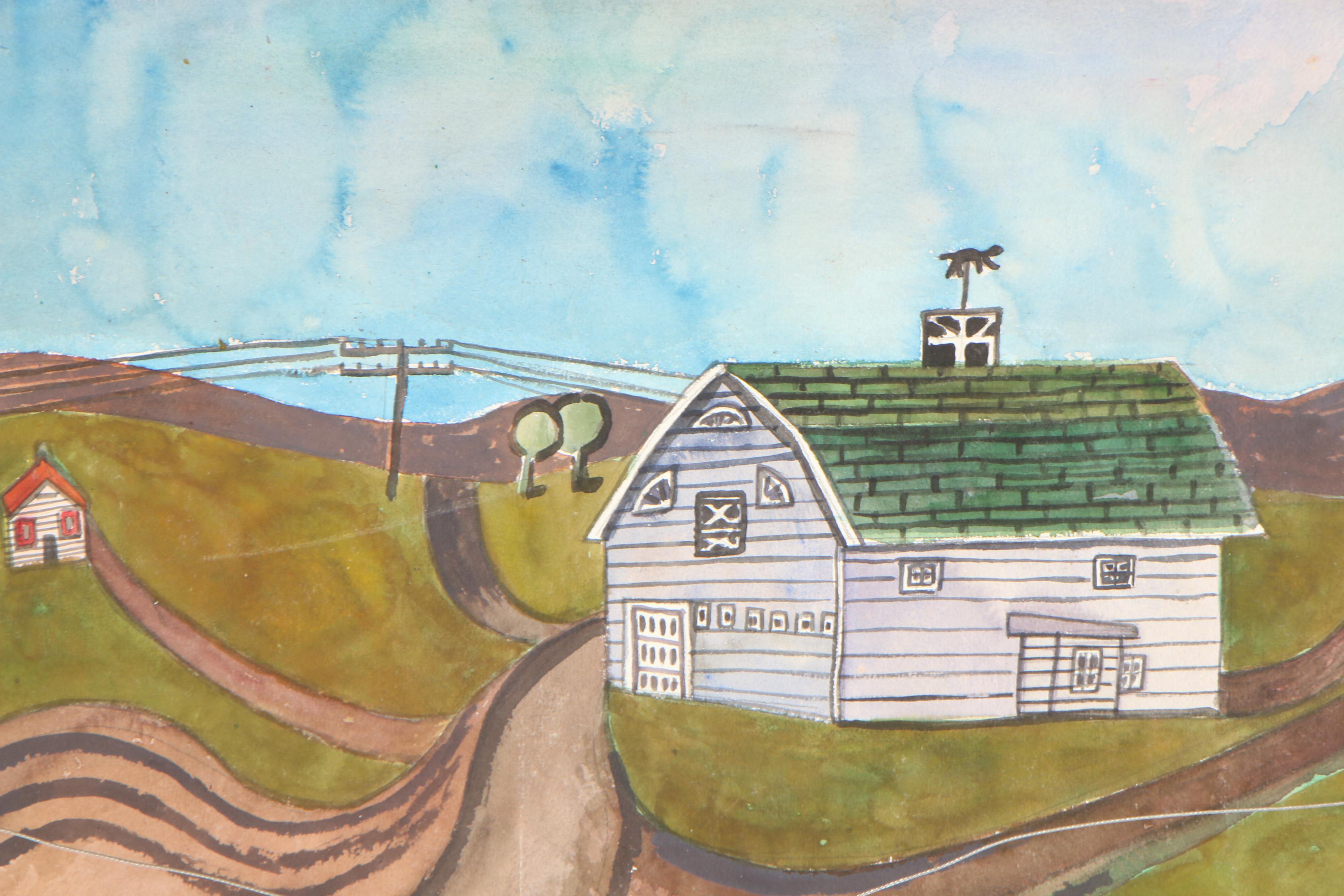 Esther Phillips Double-Sided Watercolor Painting