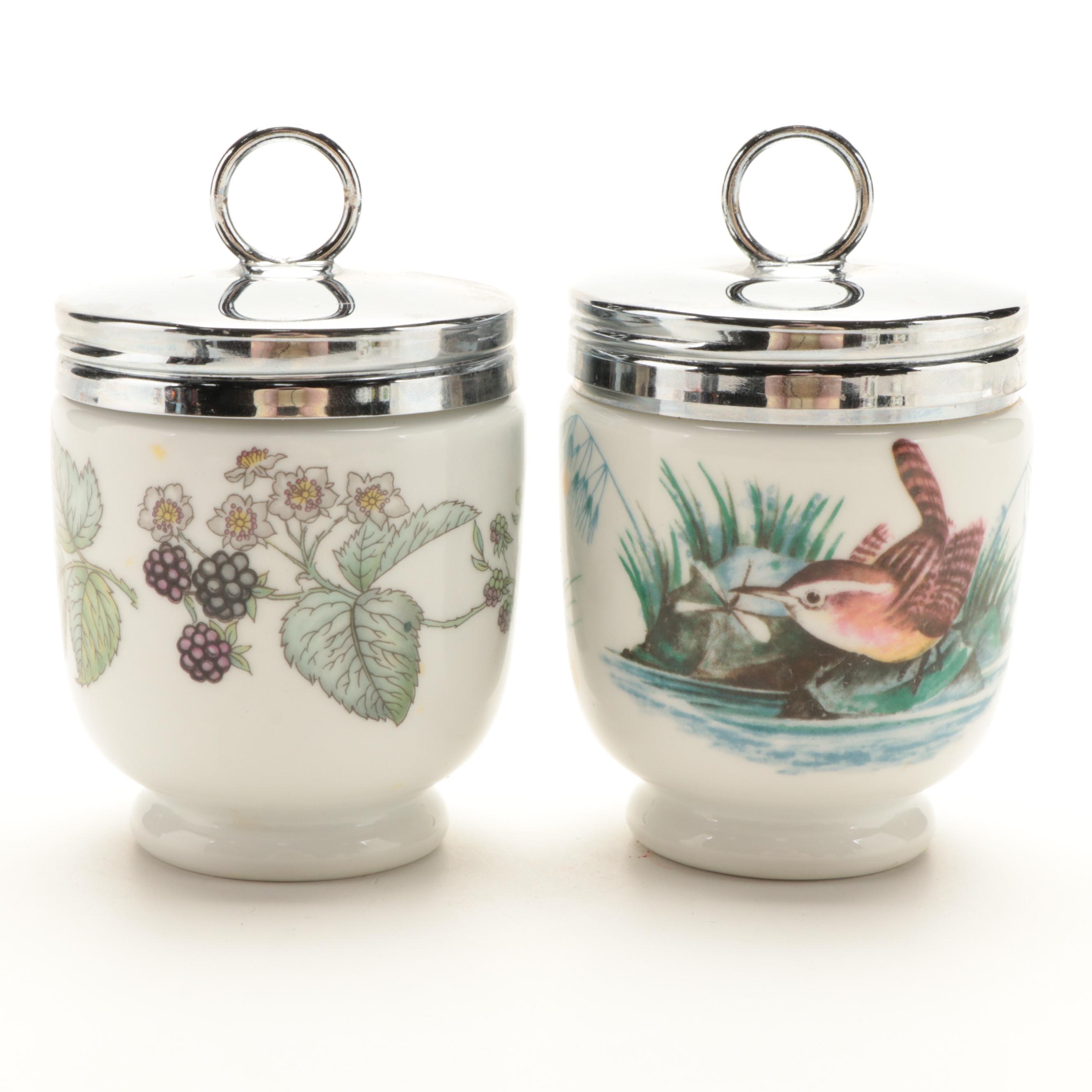 Royal Worcester Porcelain Egg Coddlers with Other Egg Cups